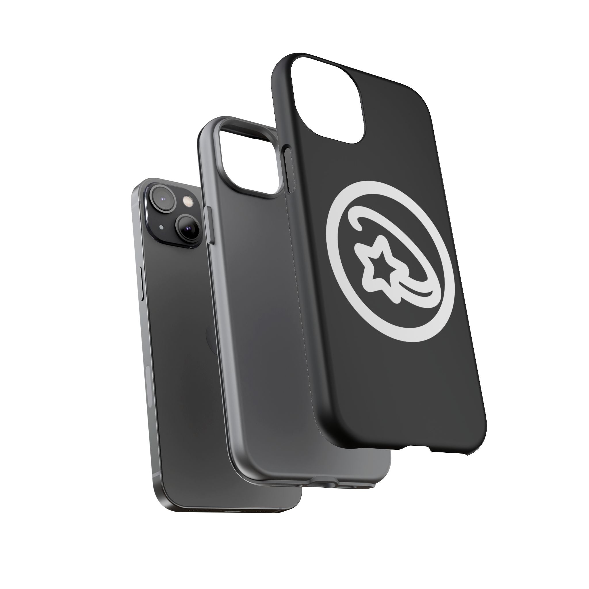 Positivestar Phone Case — Black Gloss Tough Case with White Shooting Star Logo