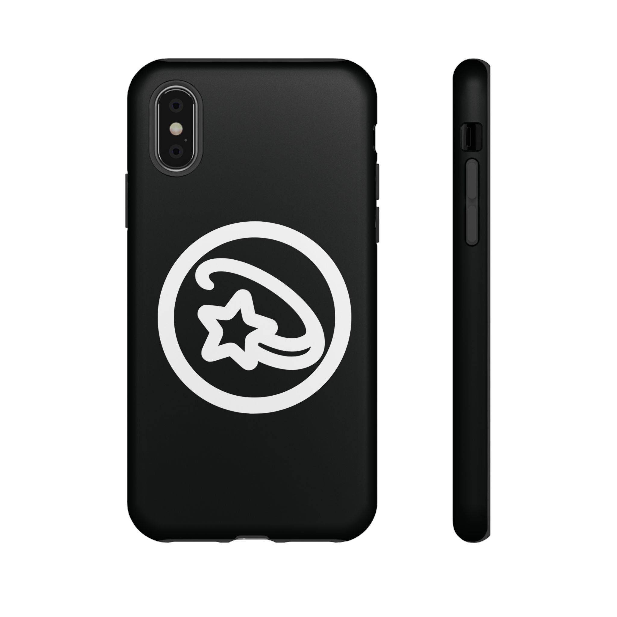 Positivestar Phone Case — Black Gloss Tough Case with White Shooting Star Logo