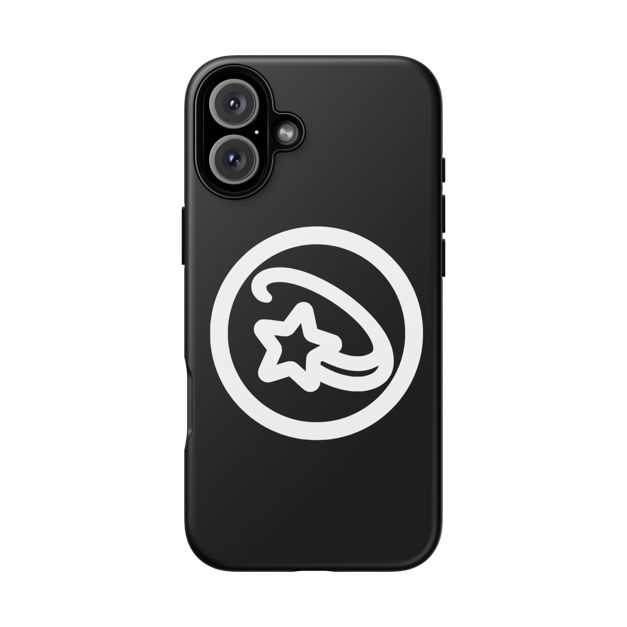 Positivestar Phone Case — Black Gloss Tough Case with White Shooting Star Logo