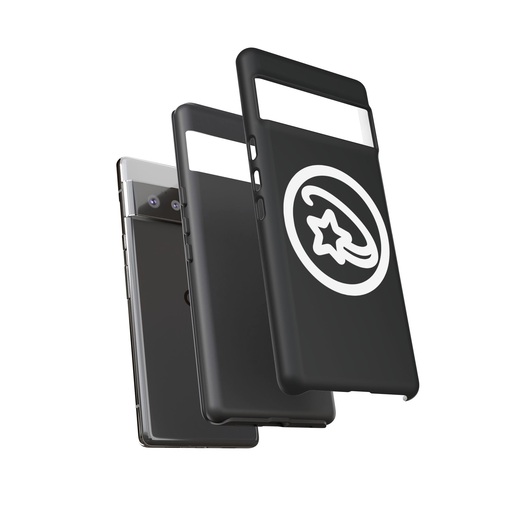 Positivestar Phone Case — Black Gloss Tough Case with White Shooting Star Logo
