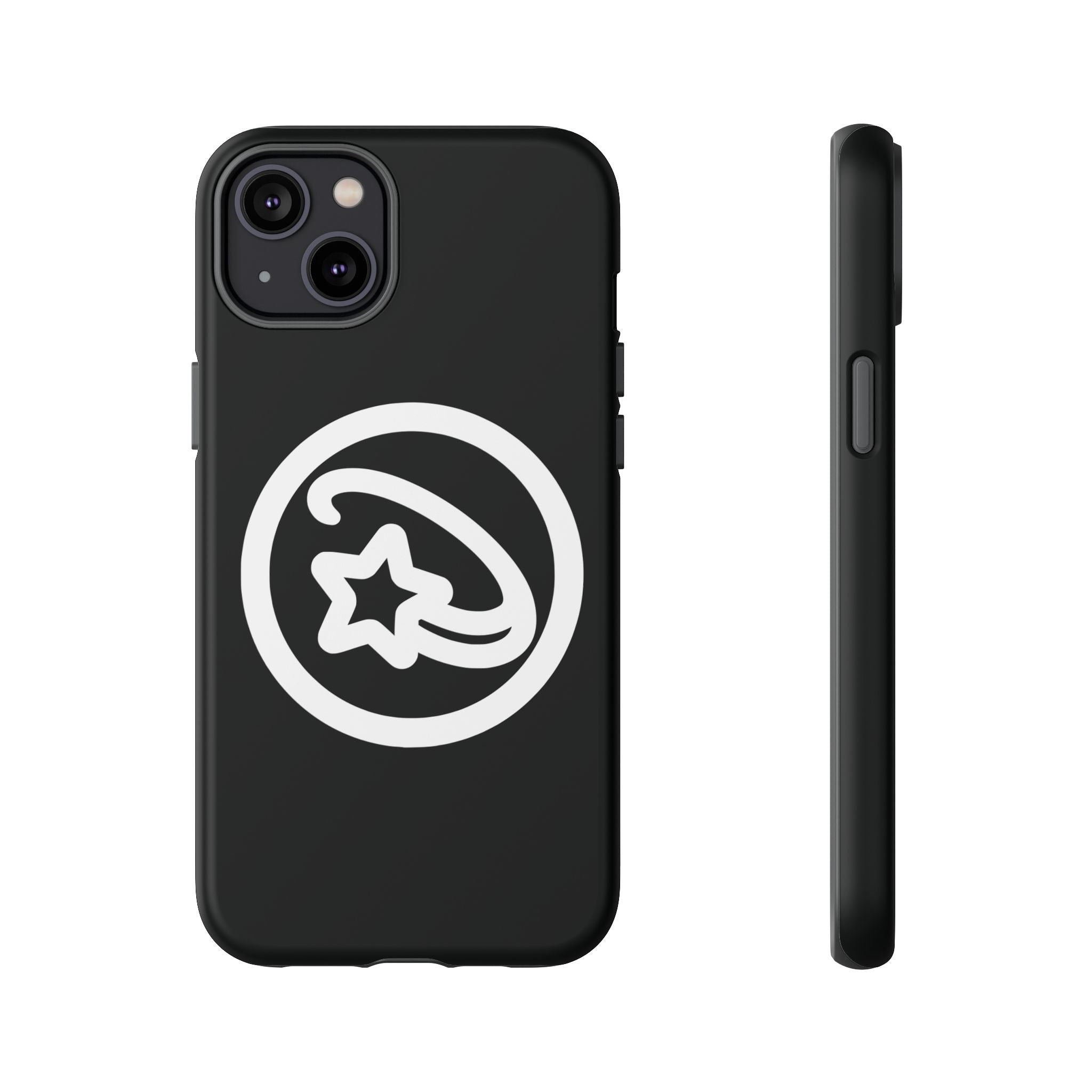 Positivestar Phone Case — Black Gloss Tough Case with White Shooting Star Logo