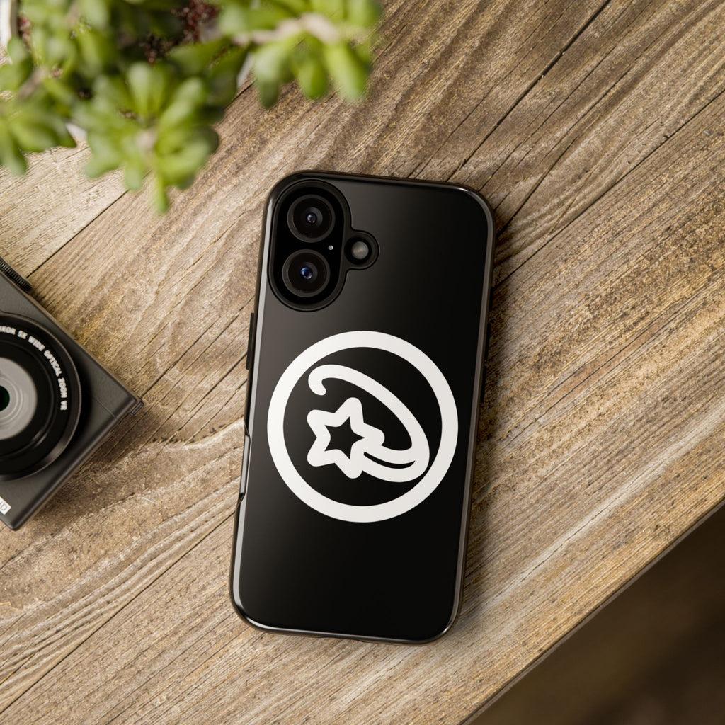 Positivestar Phone Case — Black Gloss Tough Case with White Shooting Star Logo