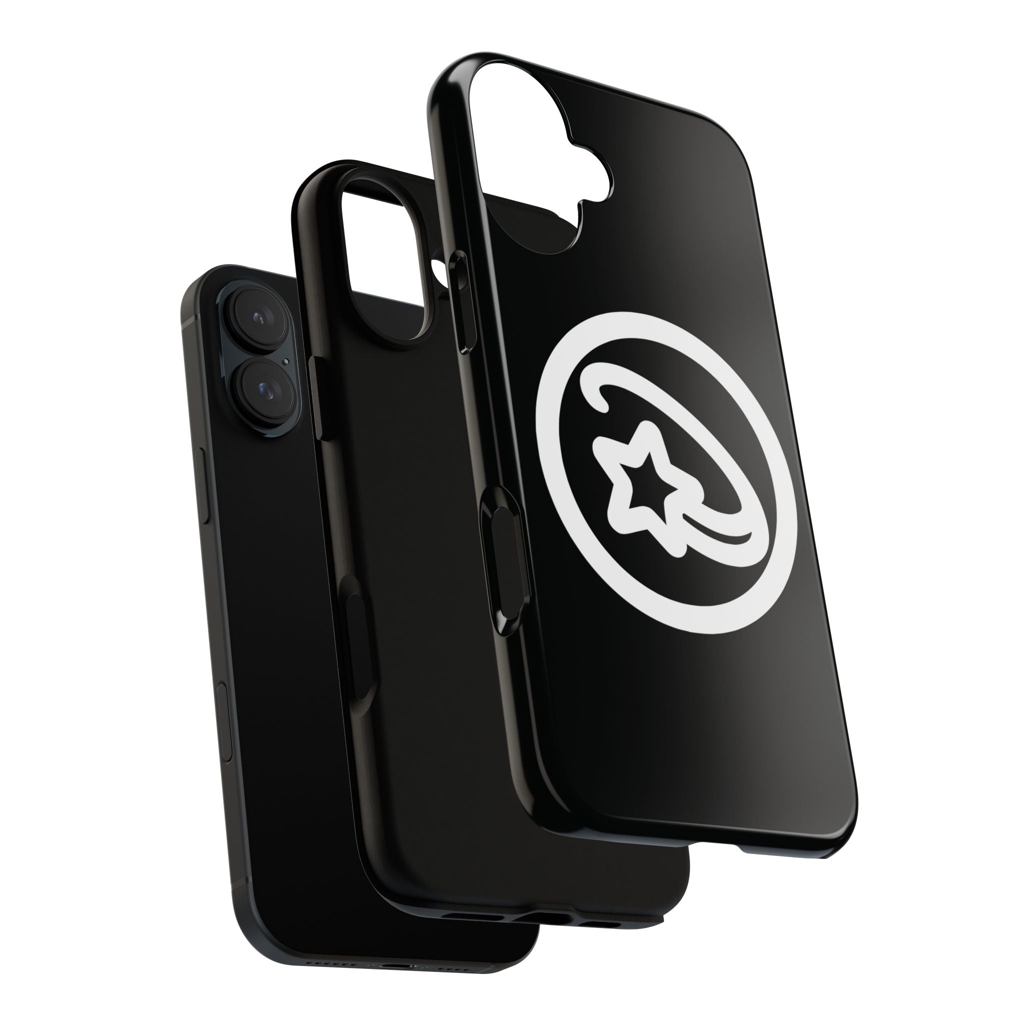 Positivestar Phone Case — Black Gloss Tough Case with White Shooting Star Logo