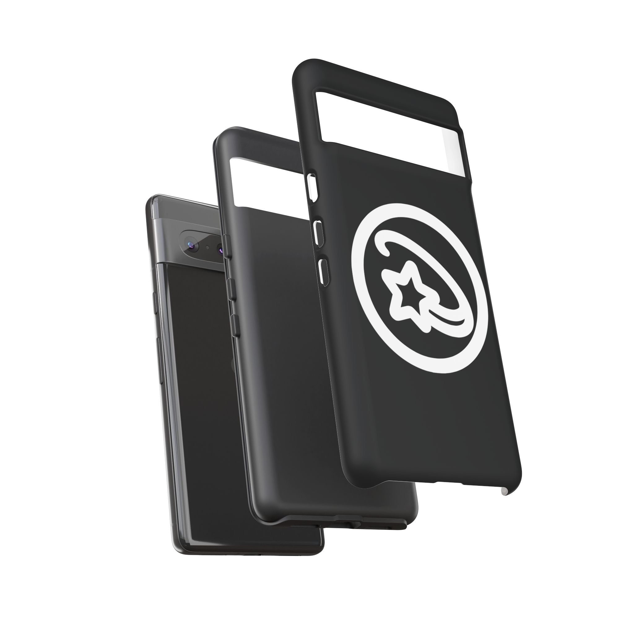 Positivestar Phone Case — Black Gloss Tough Case with White Shooting Star Logo