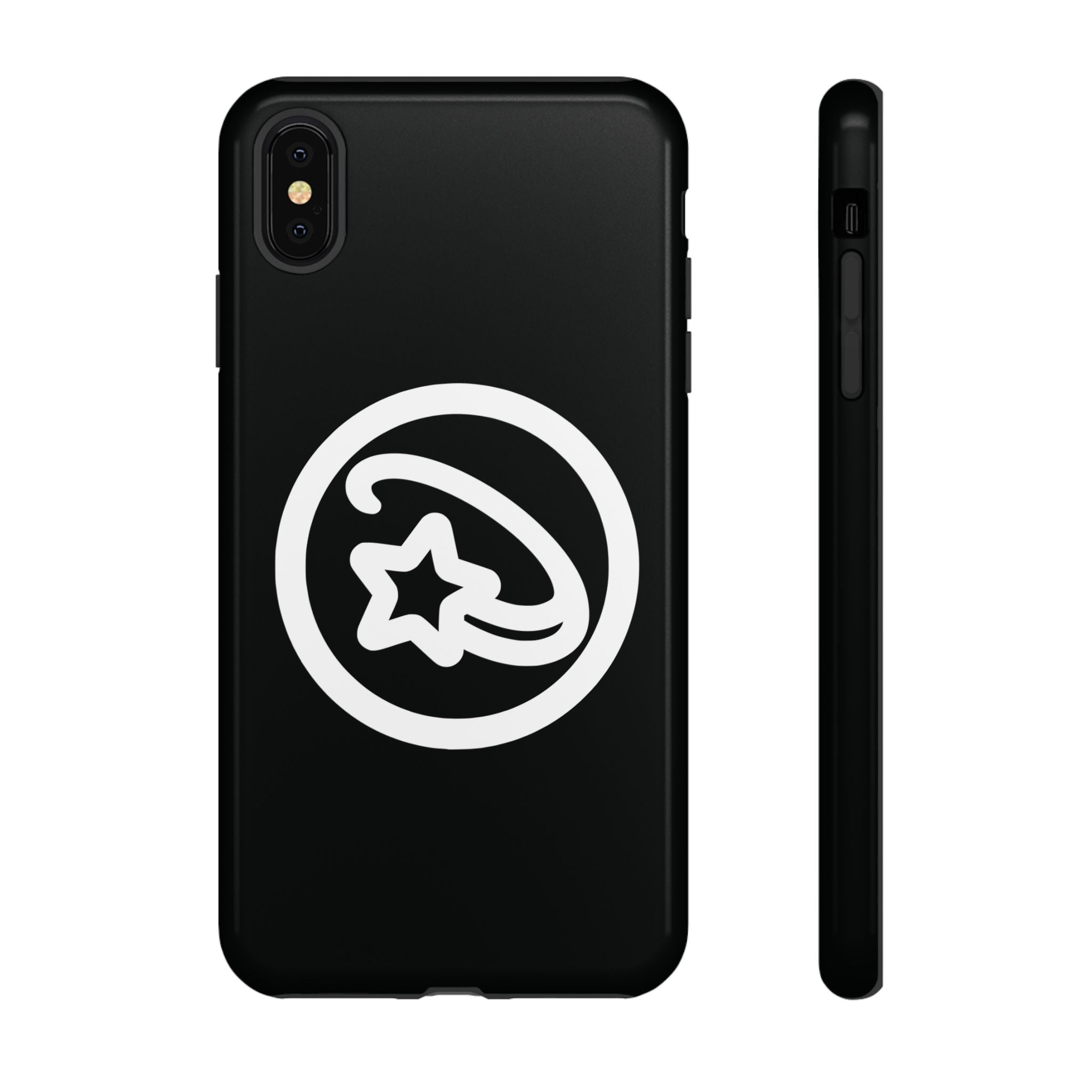 Positivestar Phone Case — Black Gloss Tough Case with White Shooting Star Logo