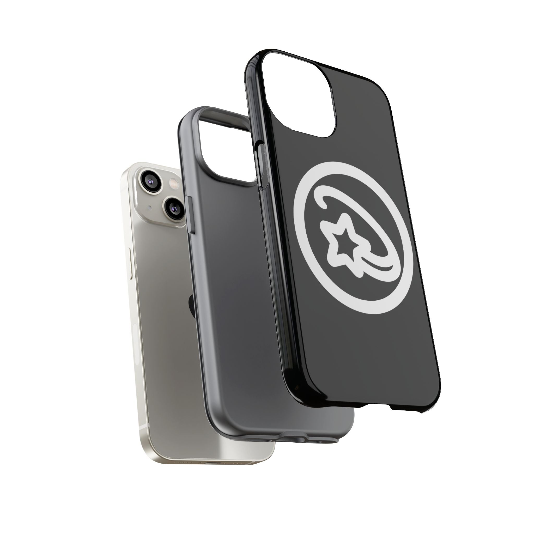 Positivestar Phone Case — Black Gloss Tough Case with White Shooting Star Logo
