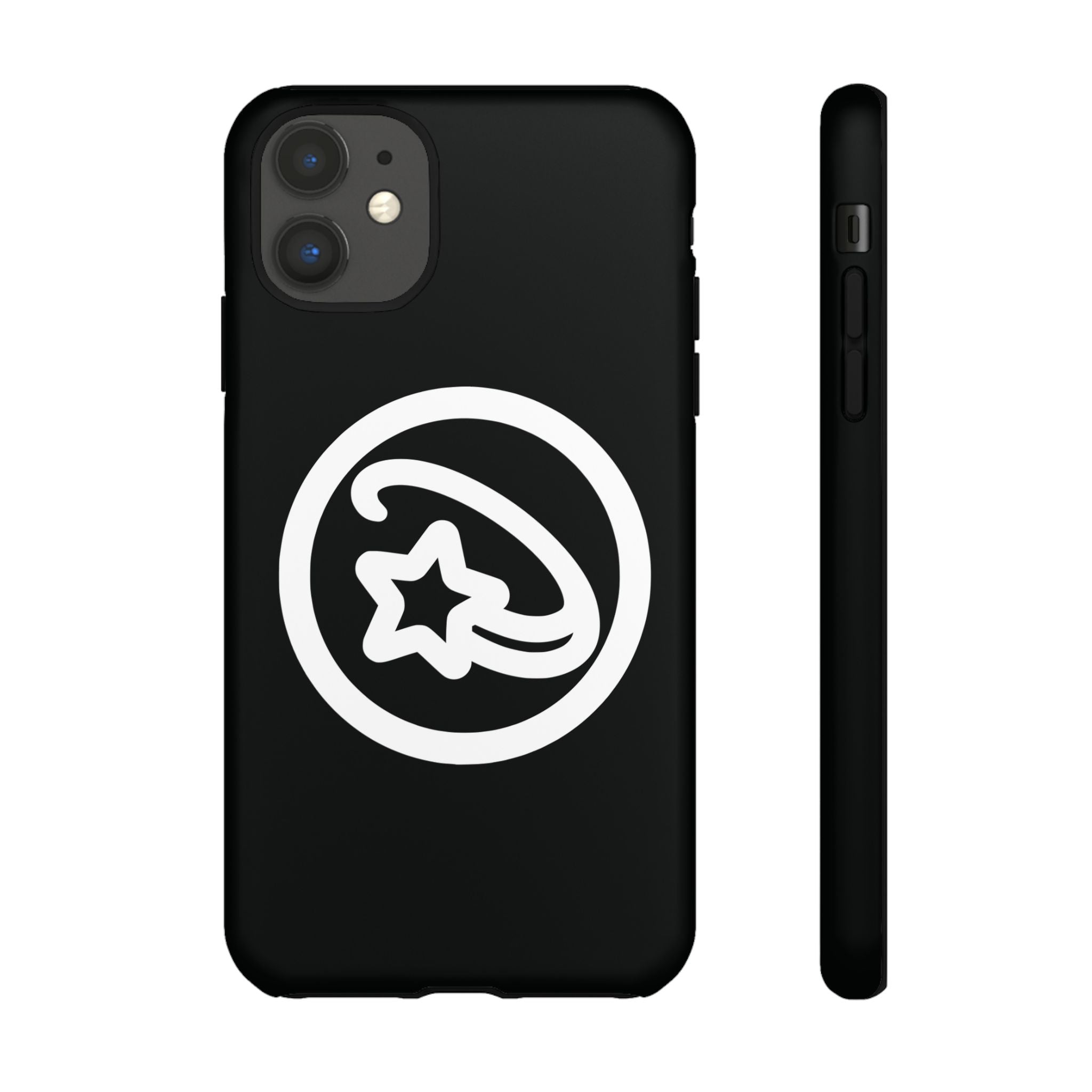Positivestar Phone Case — Black Gloss Tough Case with White Shooting Star Logo