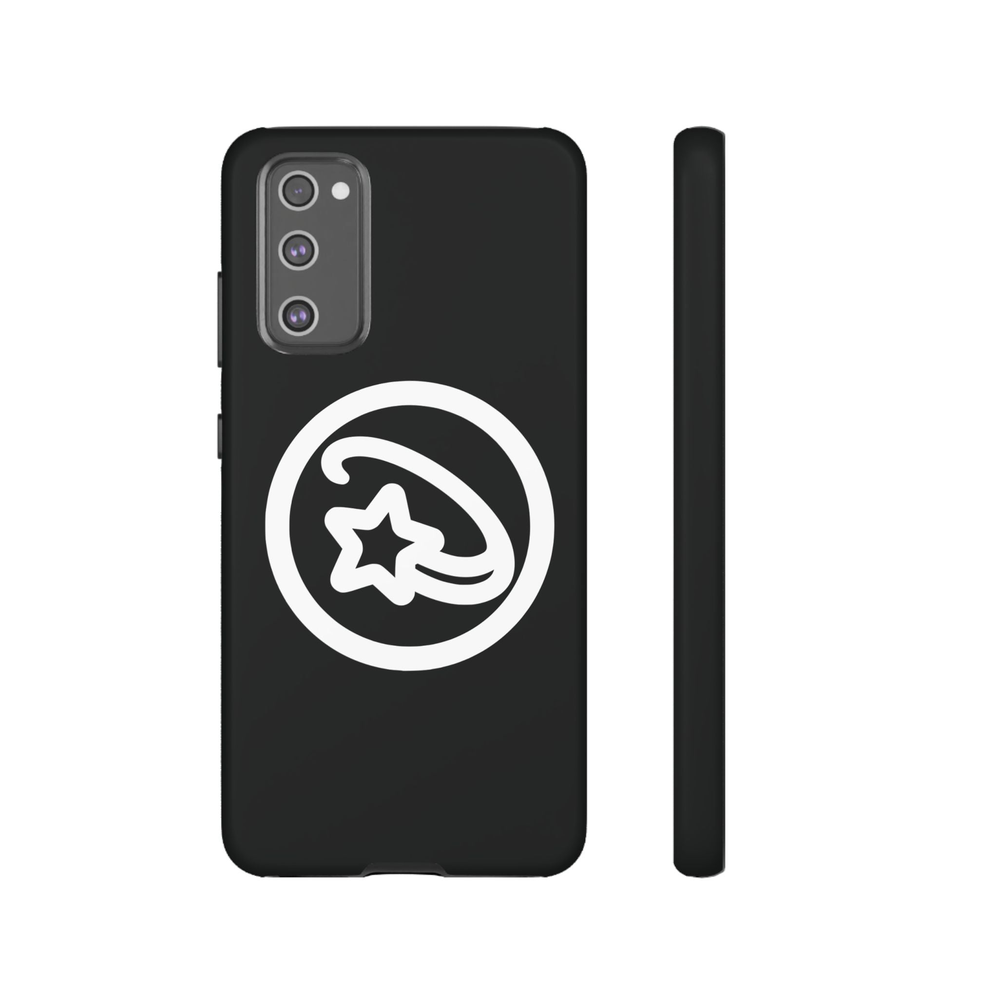 Positivestar Phone Case — Black Gloss Tough Case with White Shooting Star Logo