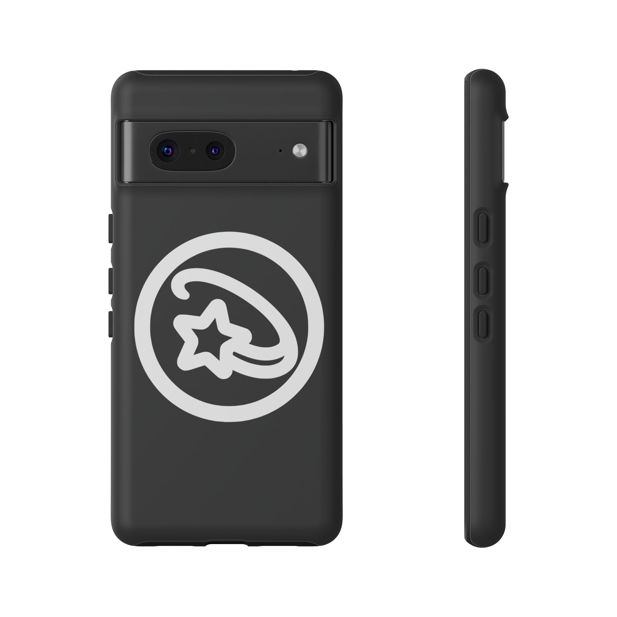 Positivestar Phone Case — Black Gloss Tough Case with White Shooting Star Logo