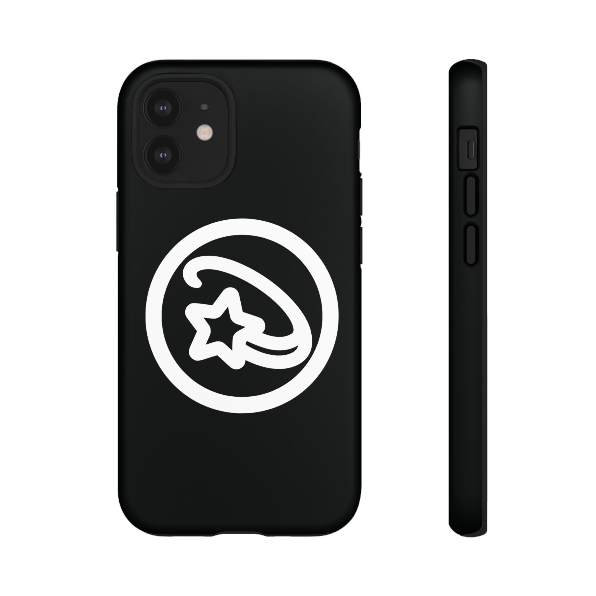 Positivestar Phone Case — Black Gloss Tough Case with White Shooting Star Logo