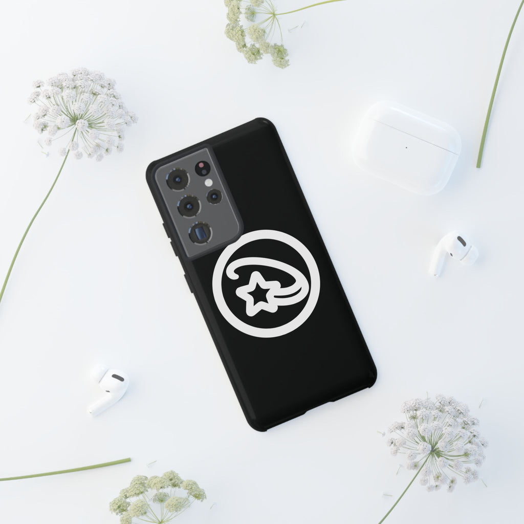 Positivestar Phone Case — Black Gloss Tough Case with White Shooting Star Logo