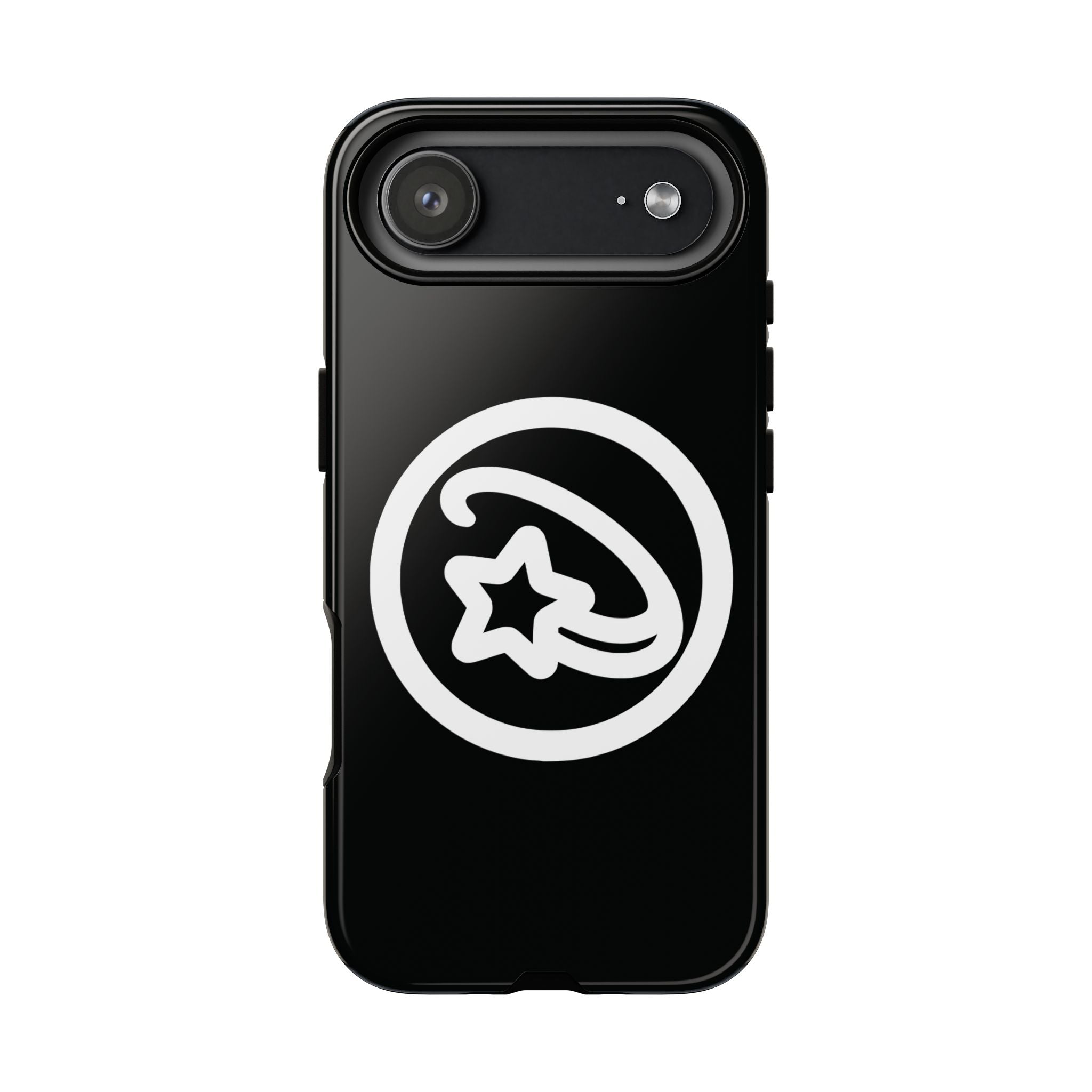 Positivestar Phone Case — Black Gloss Tough Case with White Shooting Star Logo