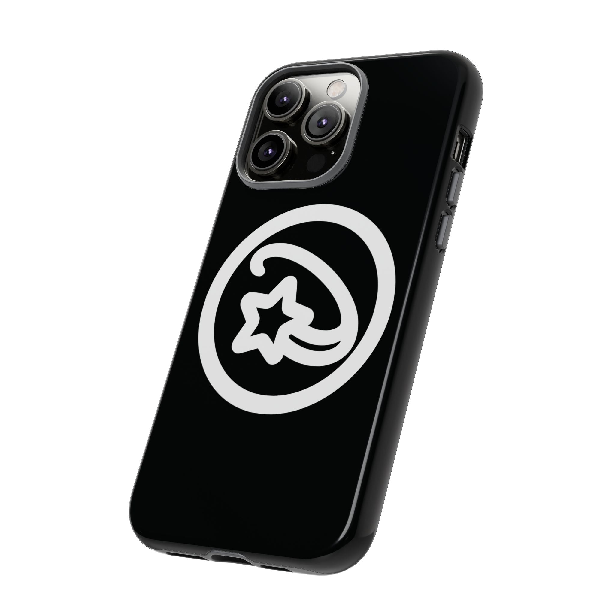 Positivestar Phone Case — Black Gloss Tough Case with White Shooting Star Logo