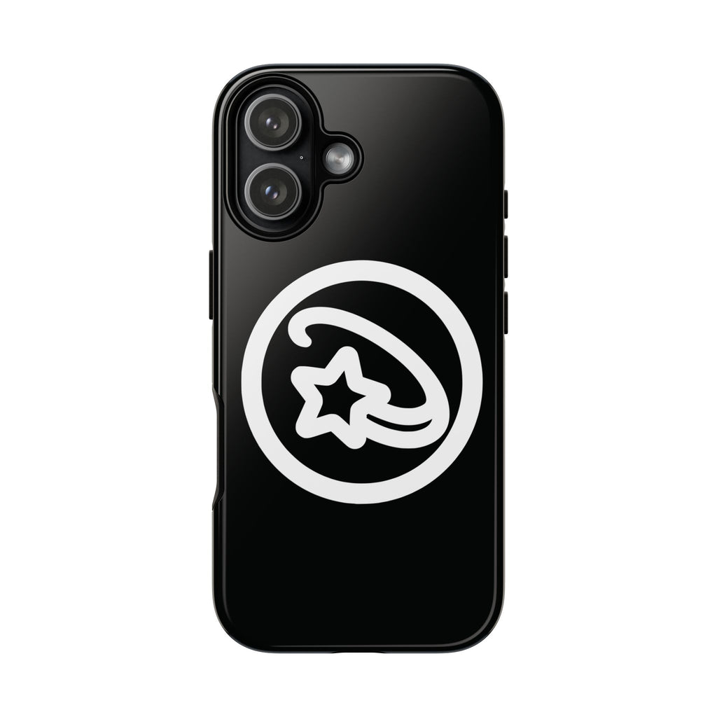 Positivestar Phone Case — Black Gloss Tough Case with White Shooting Star Logo
