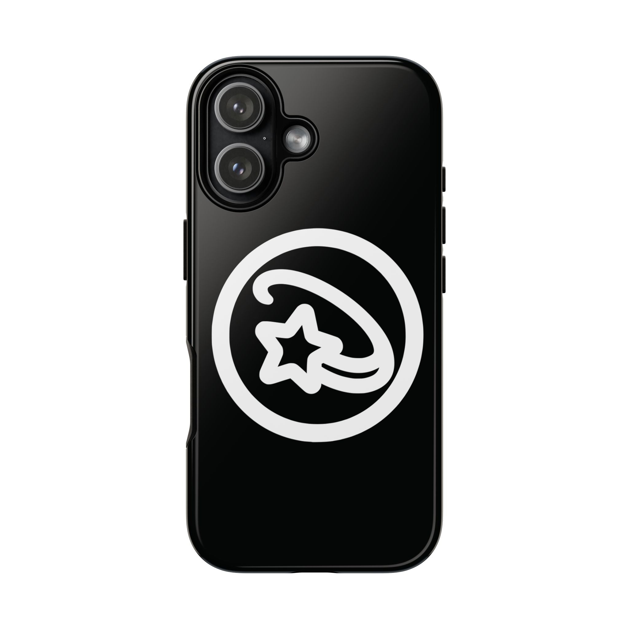Positivestar Phone Case — Black Gloss Tough Case with White Shooting Star Logo