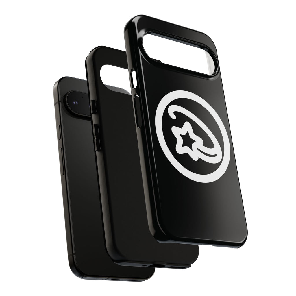 Positivestar Phone Case — Black Gloss Tough Case with White Shooting Star Logo