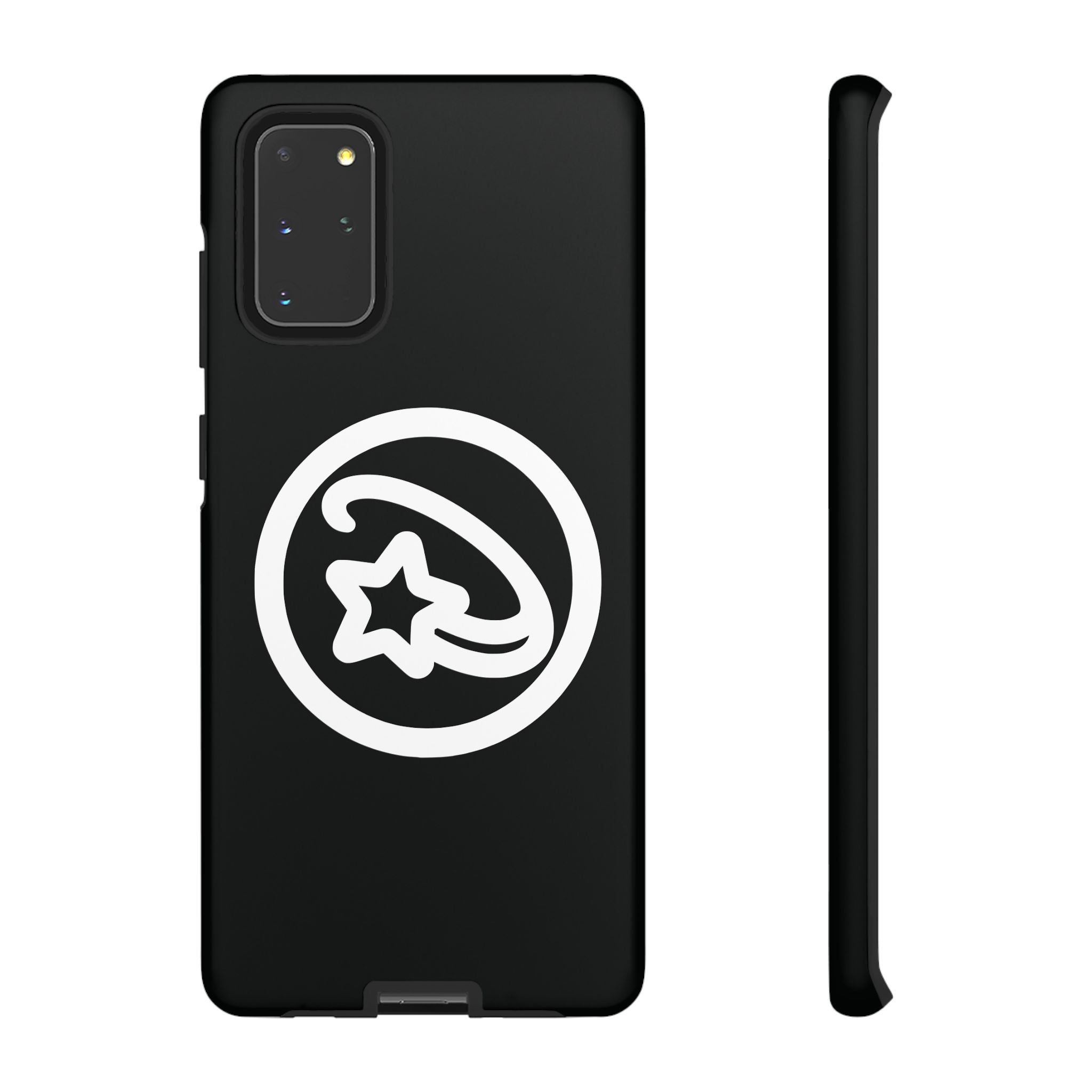 Positivestar Phone Case — Black Gloss Tough Case with White Shooting Star Logo