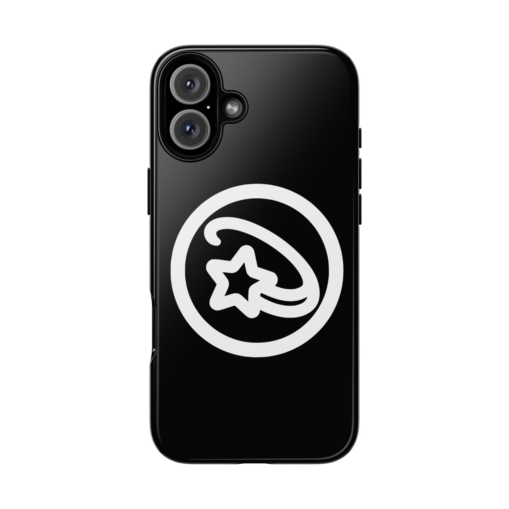 Positivestar Phone Case — Black Gloss Tough Case with White Shooting Star Logo