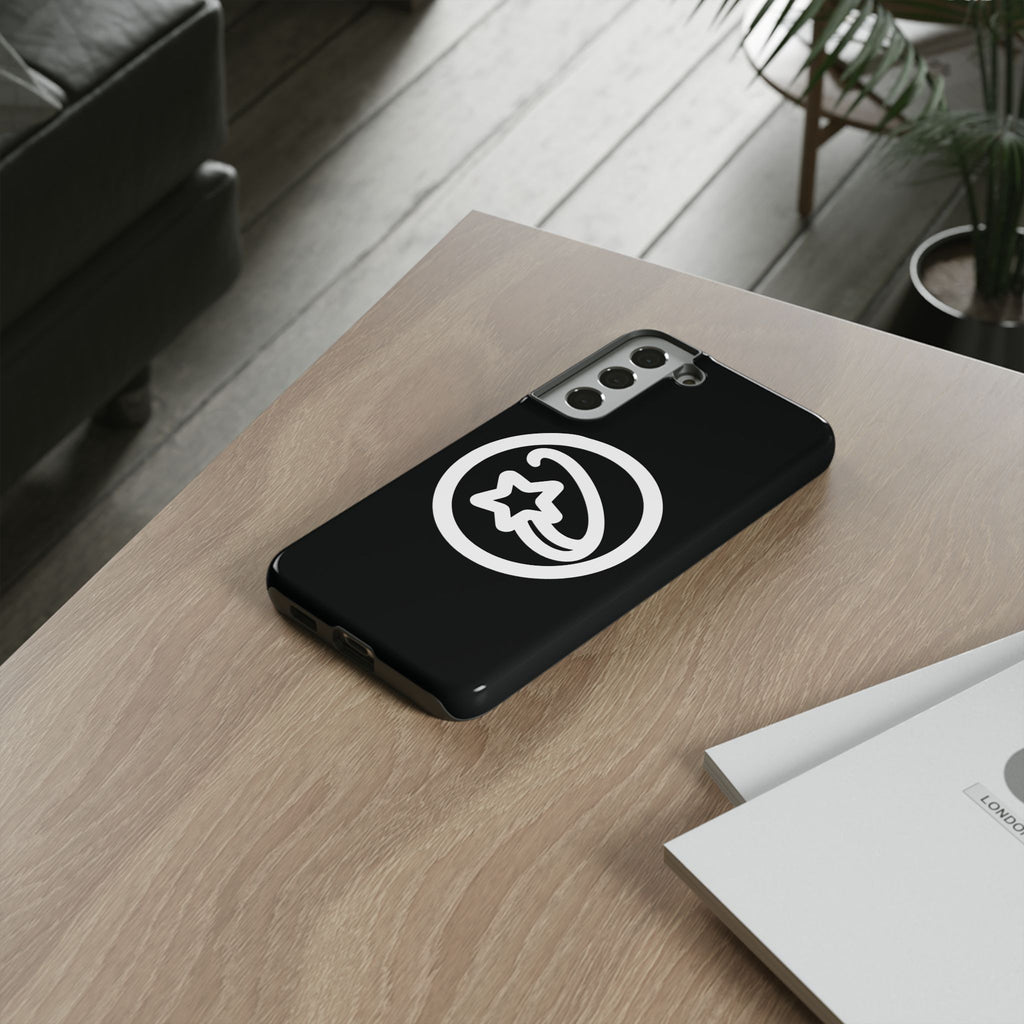 Positivestar Phone Case — Black Gloss Tough Case with White Shooting Star Logo