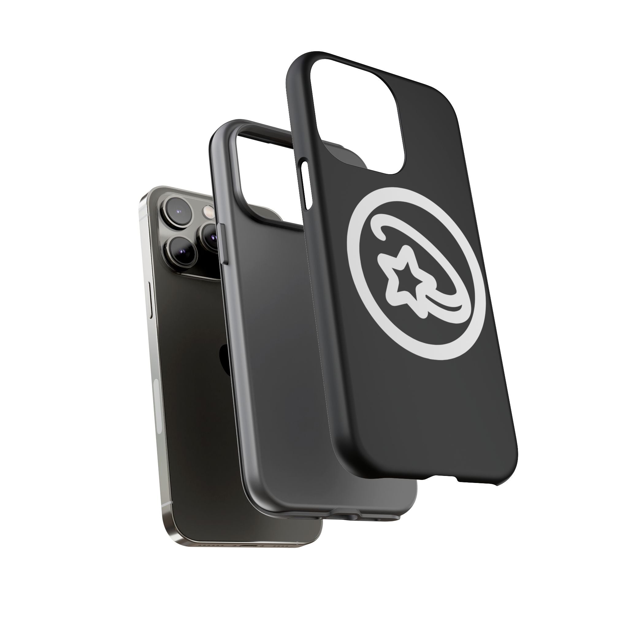 Positivestar Phone Case — Black Gloss Tough Case with White Shooting Star Logo