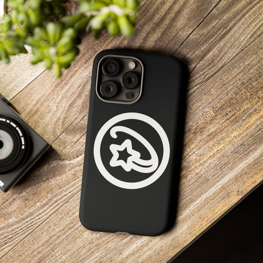 Positivestar Phone Case — Black Gloss Tough Case with White Shooting Star Logo