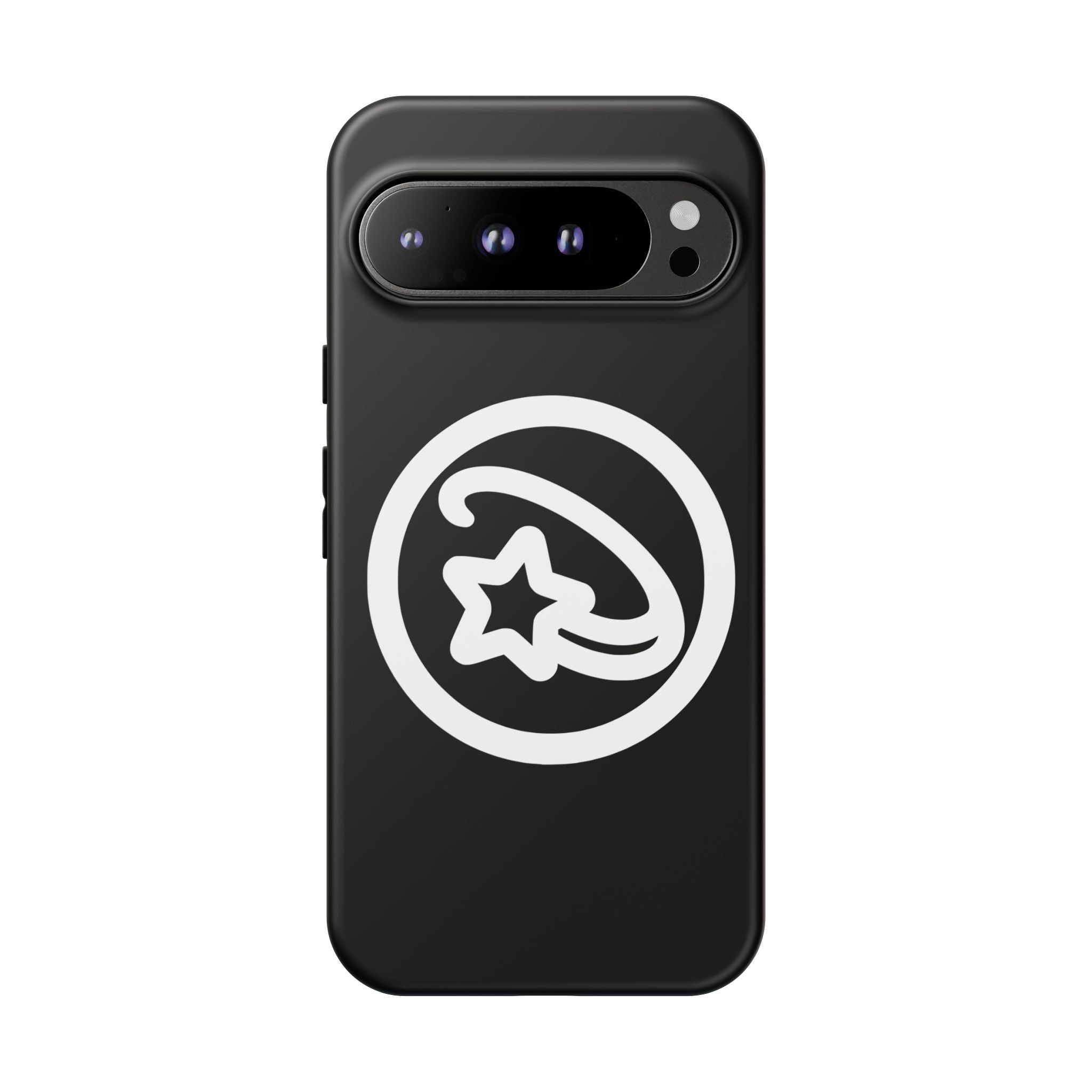 Positivestar Phone Case — Black Gloss Tough Case with White Shooting Star Logo