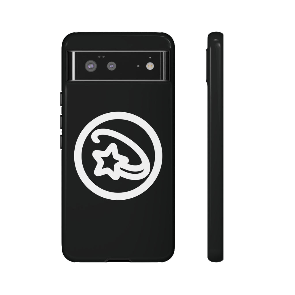 Positivestar Phone Case — Black Gloss Tough Case with White Shooting Star Logo