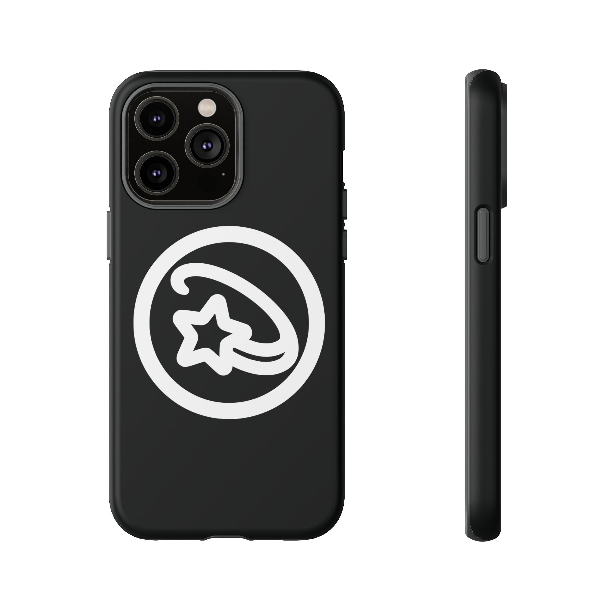 Positivestar Phone Case — Black Gloss Tough Case with White Shooting Star Logo