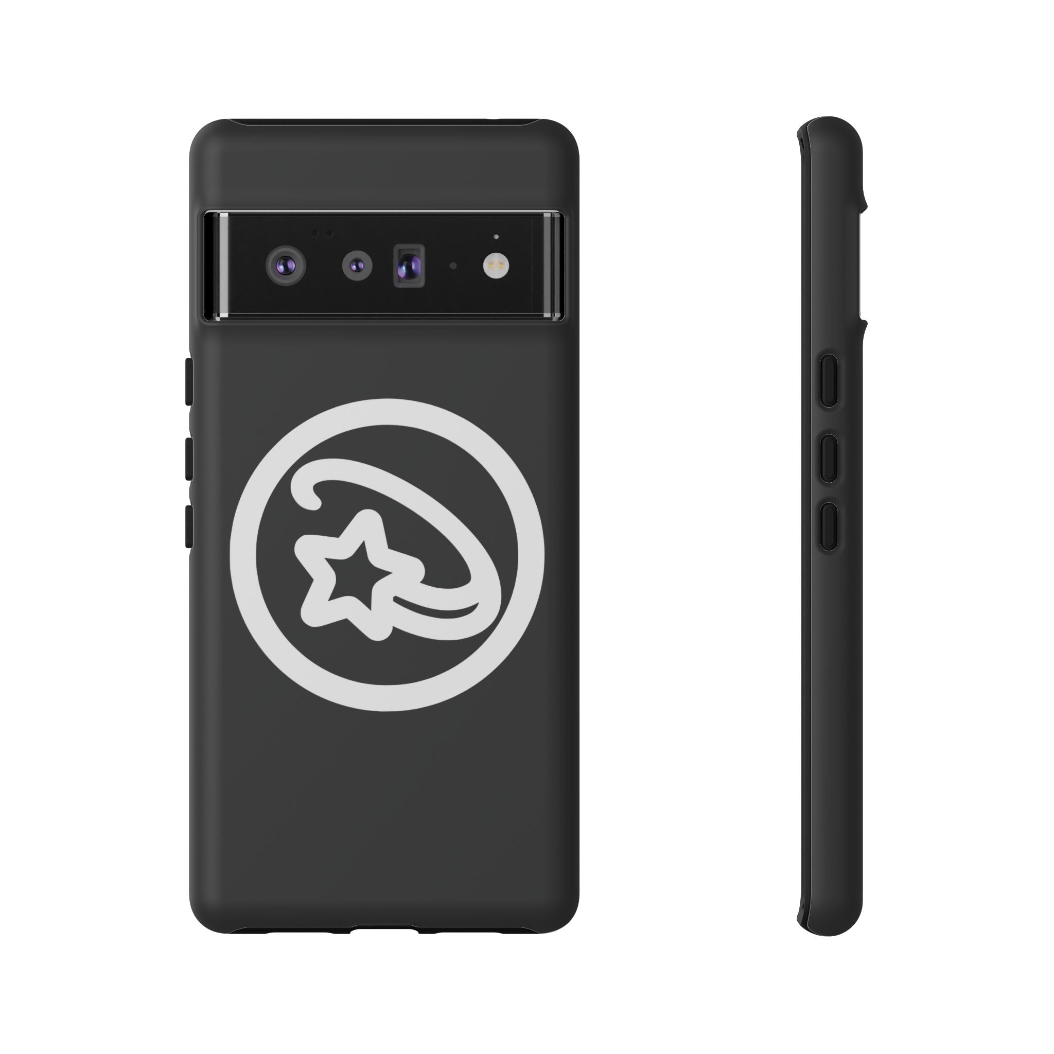 Positivestar Phone Case — Black Gloss Tough Case with White Shooting Star Logo