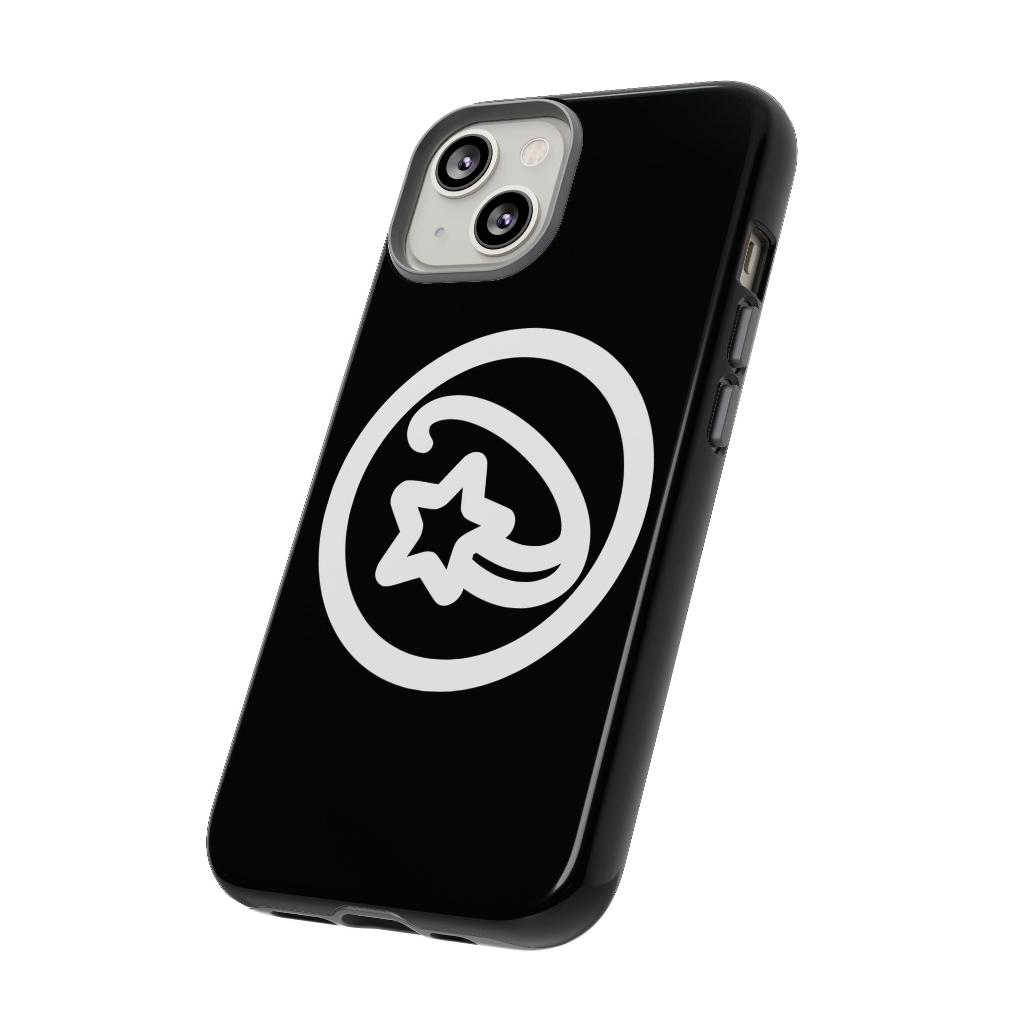 Positivestar Phone Case — Black Gloss Tough Case with White Shooting Star Logo