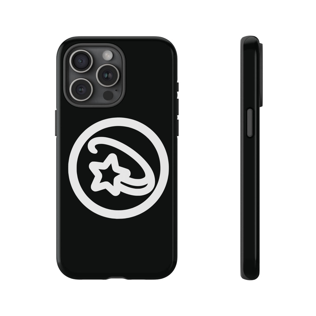 Positivestar Phone Case — Black Gloss Tough Case with White Shooting Star Logo