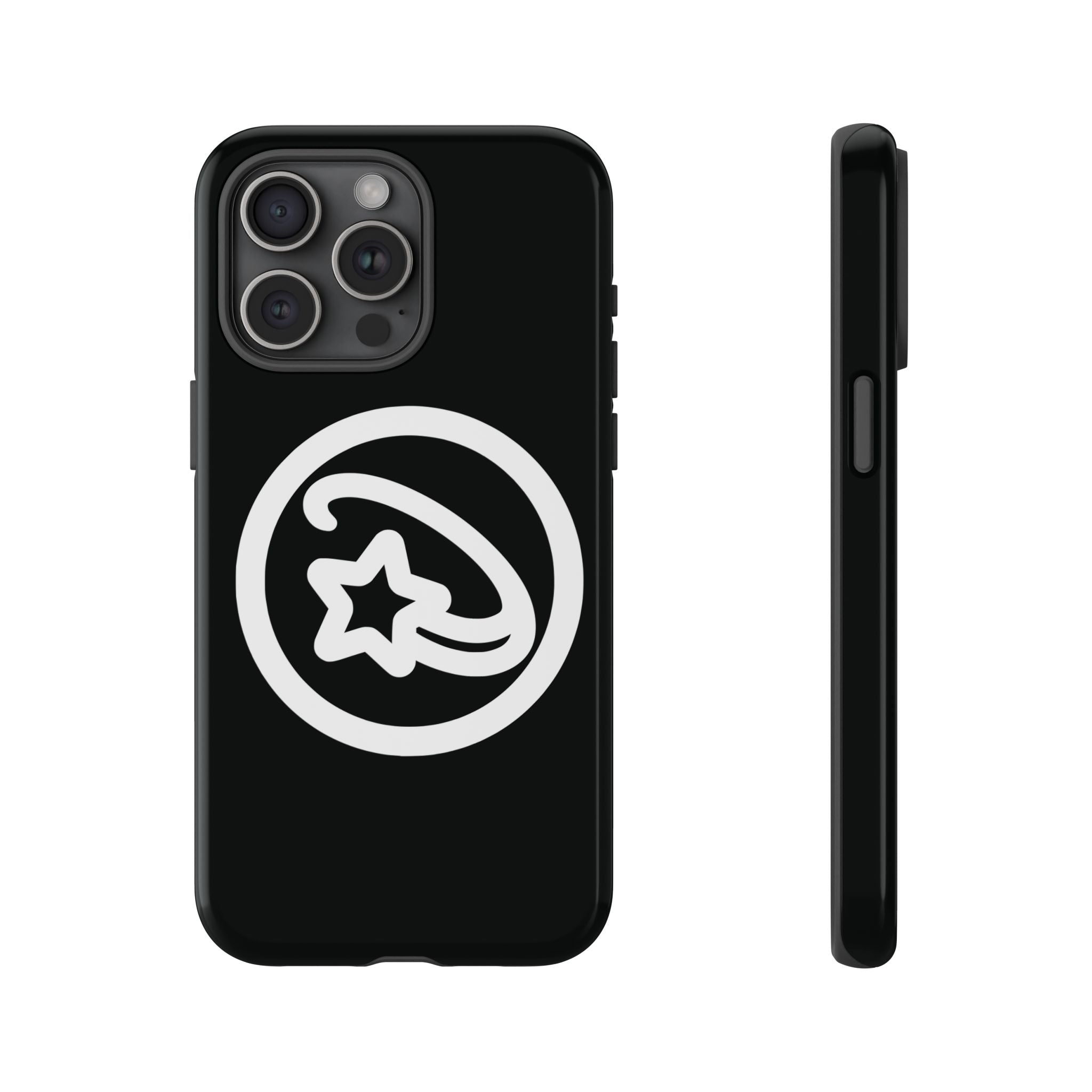 Positivestar Phone Case — Black Gloss Tough Case with White Shooting Star Logo