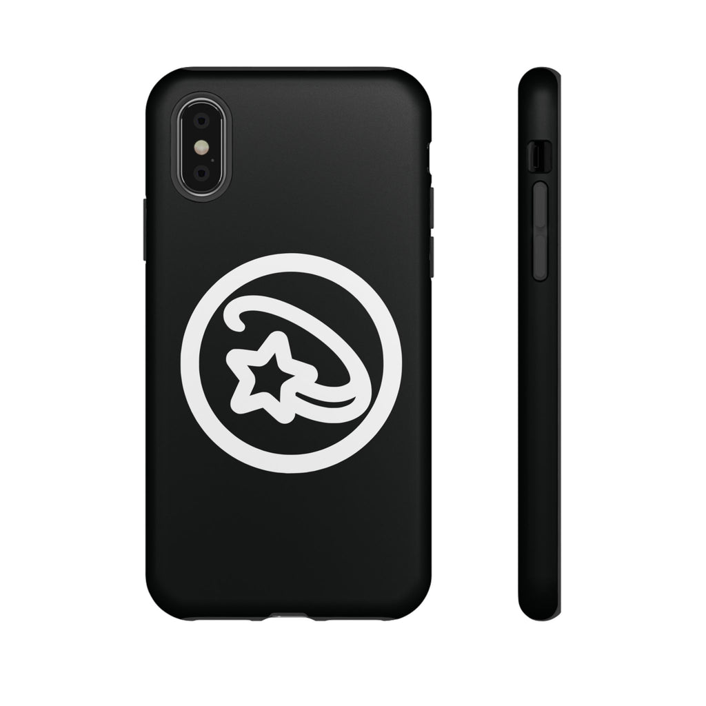 Positivestar Phone Case — Black Gloss Tough Case with White Shooting Star Logo