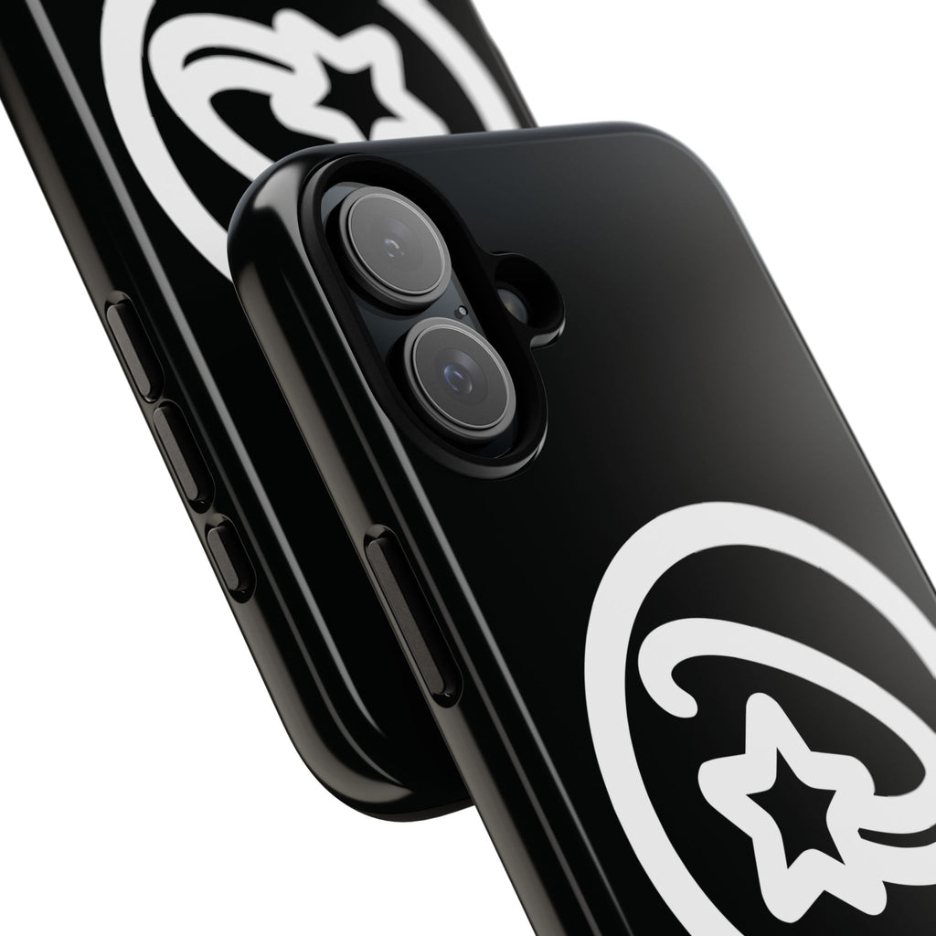 Positivestar Phone Case — Black Gloss Tough Case with White Shooting Star Logo