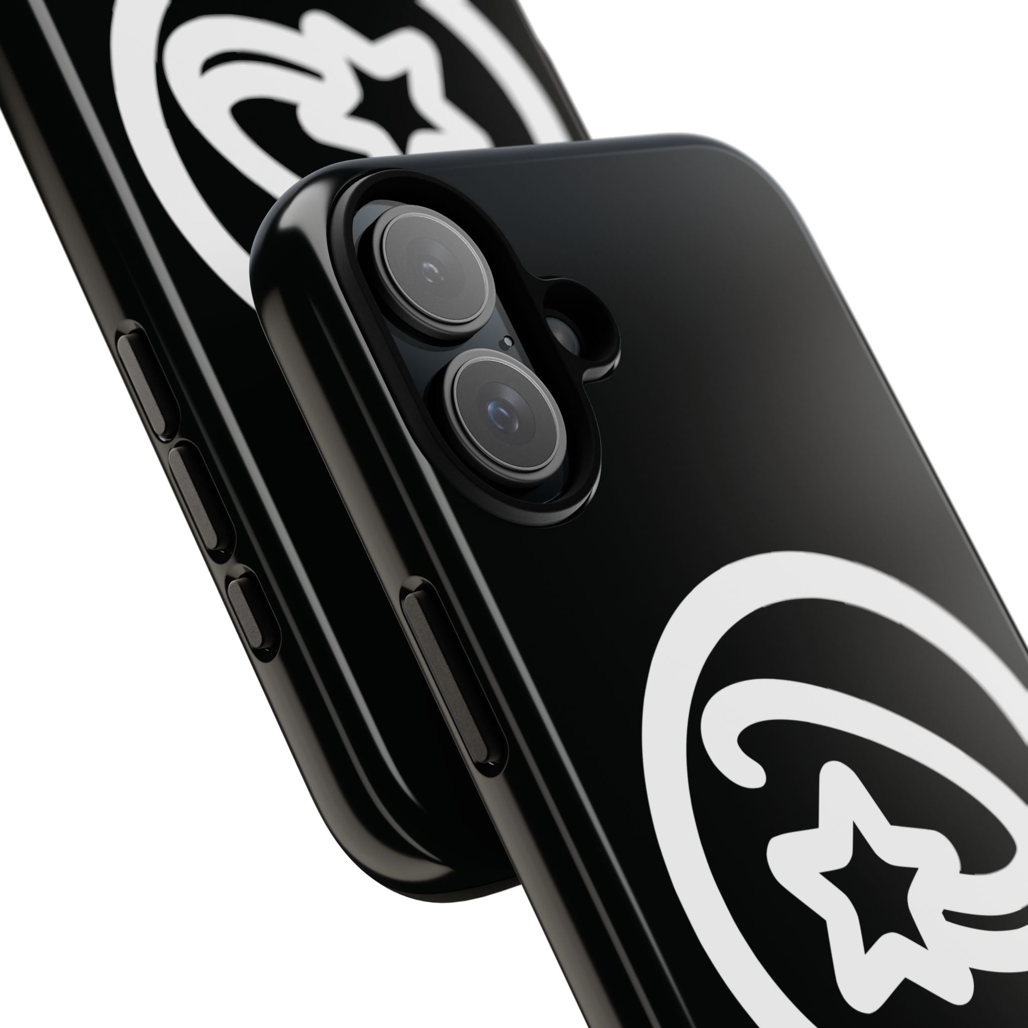 Positivestar Phone Case — Black Gloss Tough Case with White Shooting Star Logo