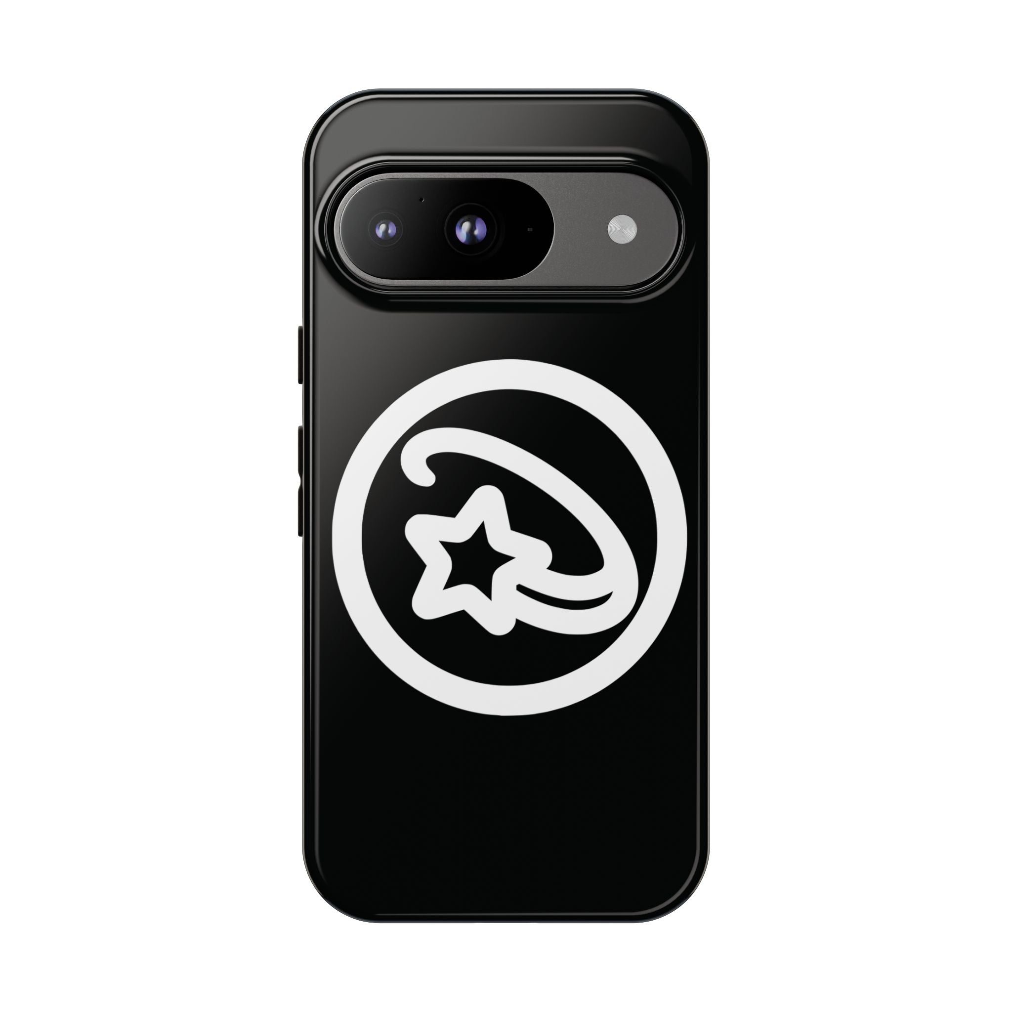 Positivestar Phone Case — Black Gloss Tough Case with White Shooting Star Logo