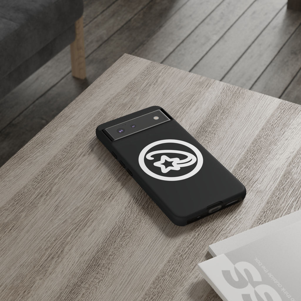Positivestar Phone Case — Black Gloss Tough Case with White Shooting Star Logo