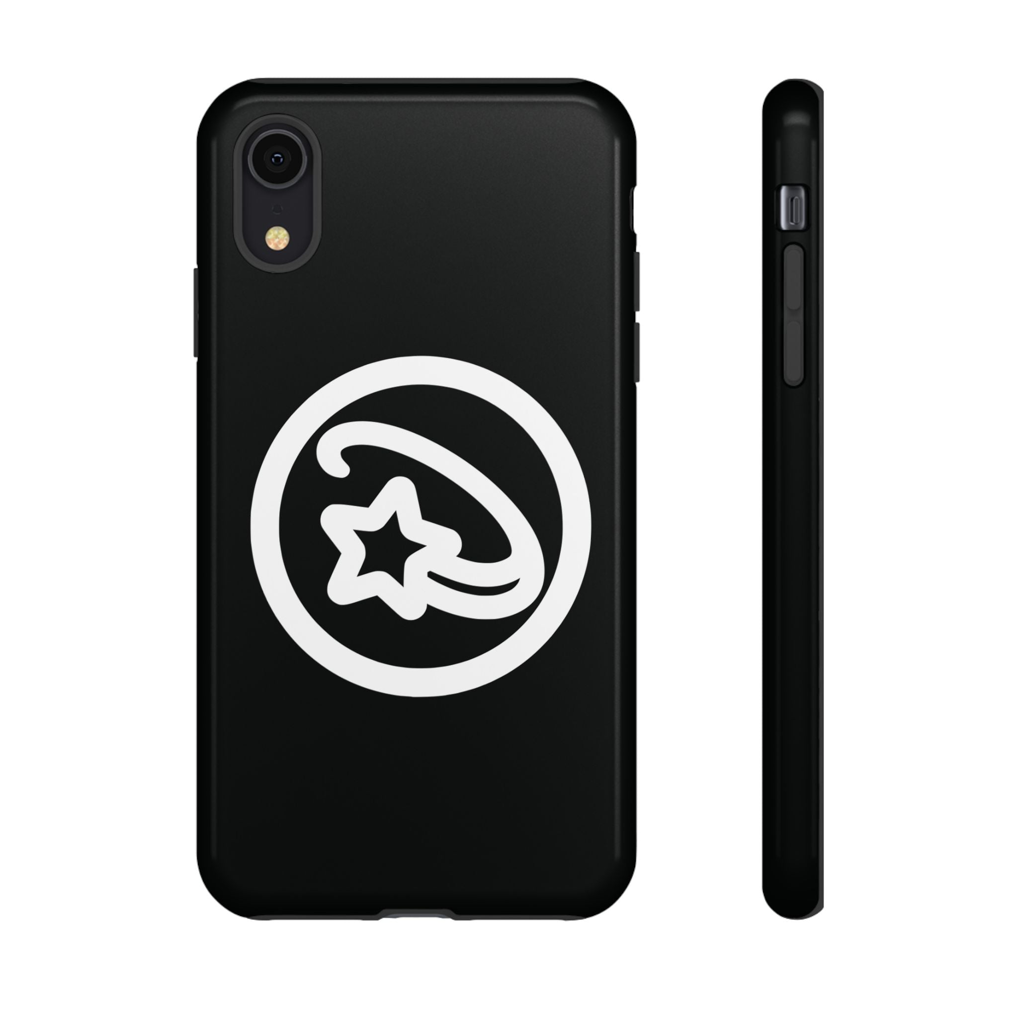 Positivestar Phone Case — Black Gloss Tough Case with White Shooting Star Logo