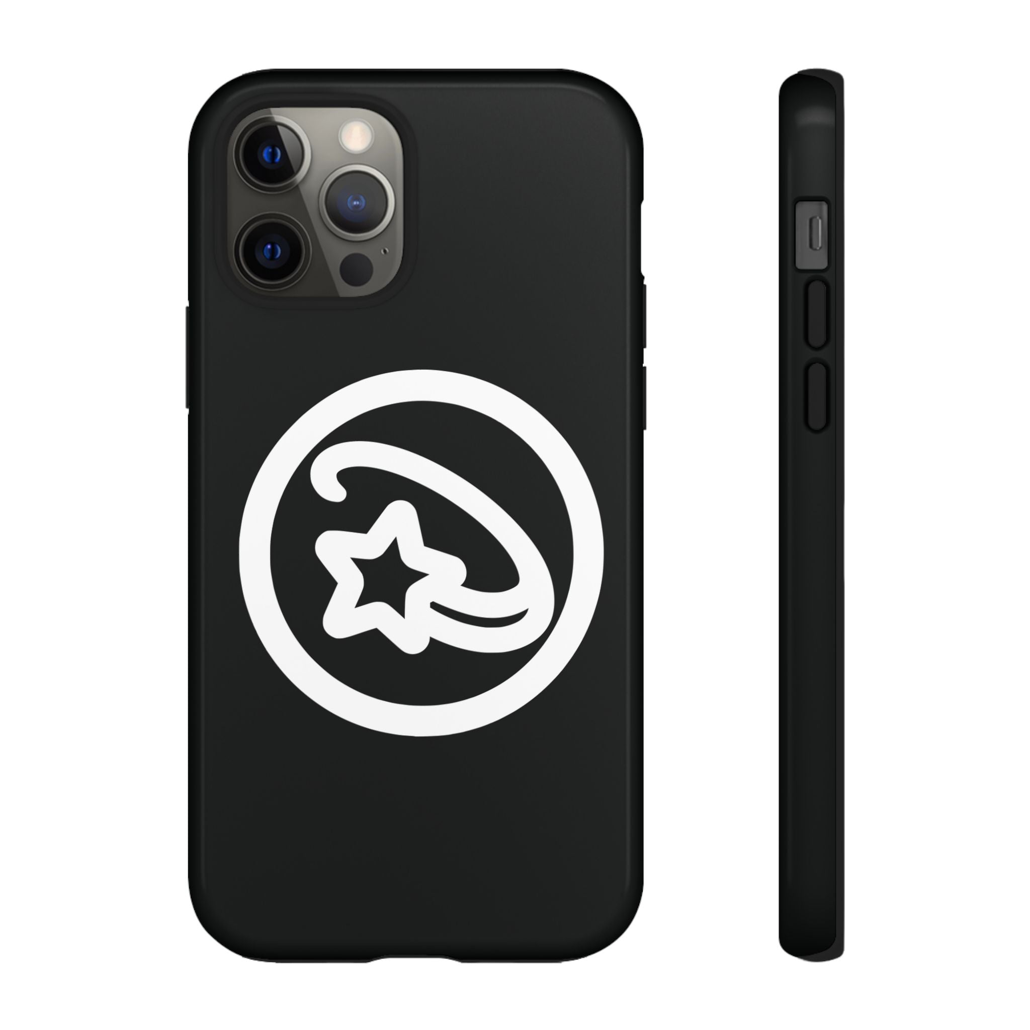 Positivestar Phone Case — Black Gloss Tough Case with White Shooting Star Logo