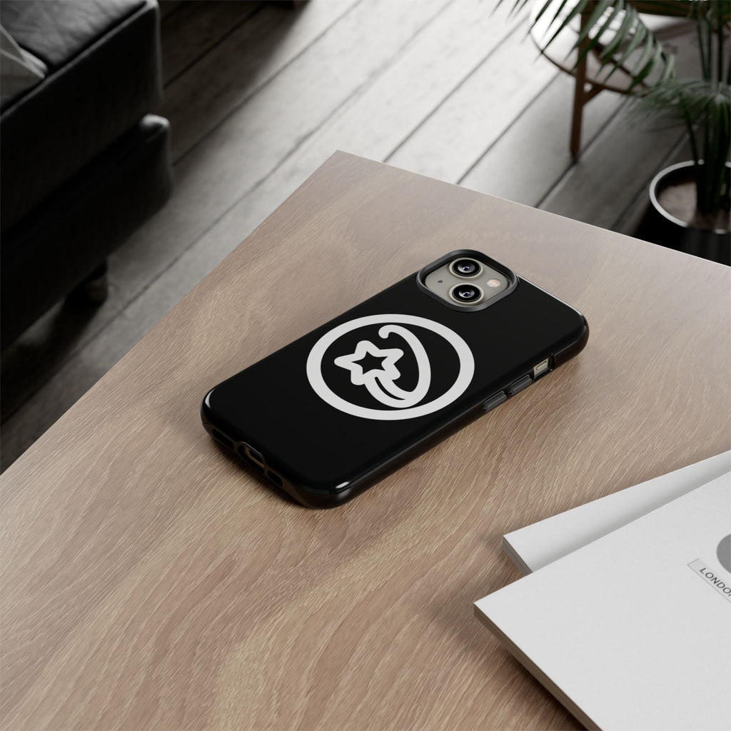 Positivestar Phone Case — Black Gloss Tough Case with White Shooting Star Logo