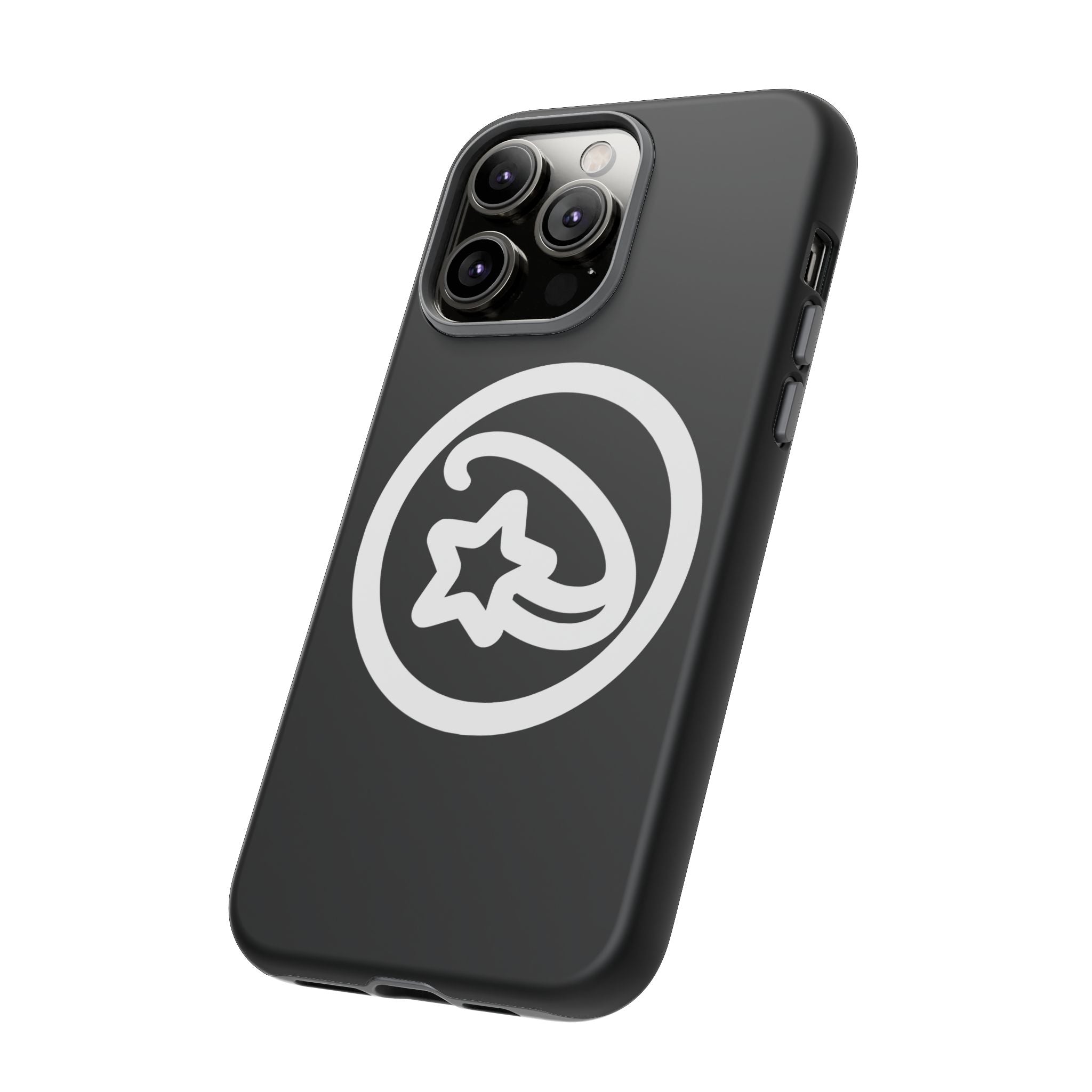 Positivestar Phone Case — Black Gloss Tough Case with White Shooting Star Logo