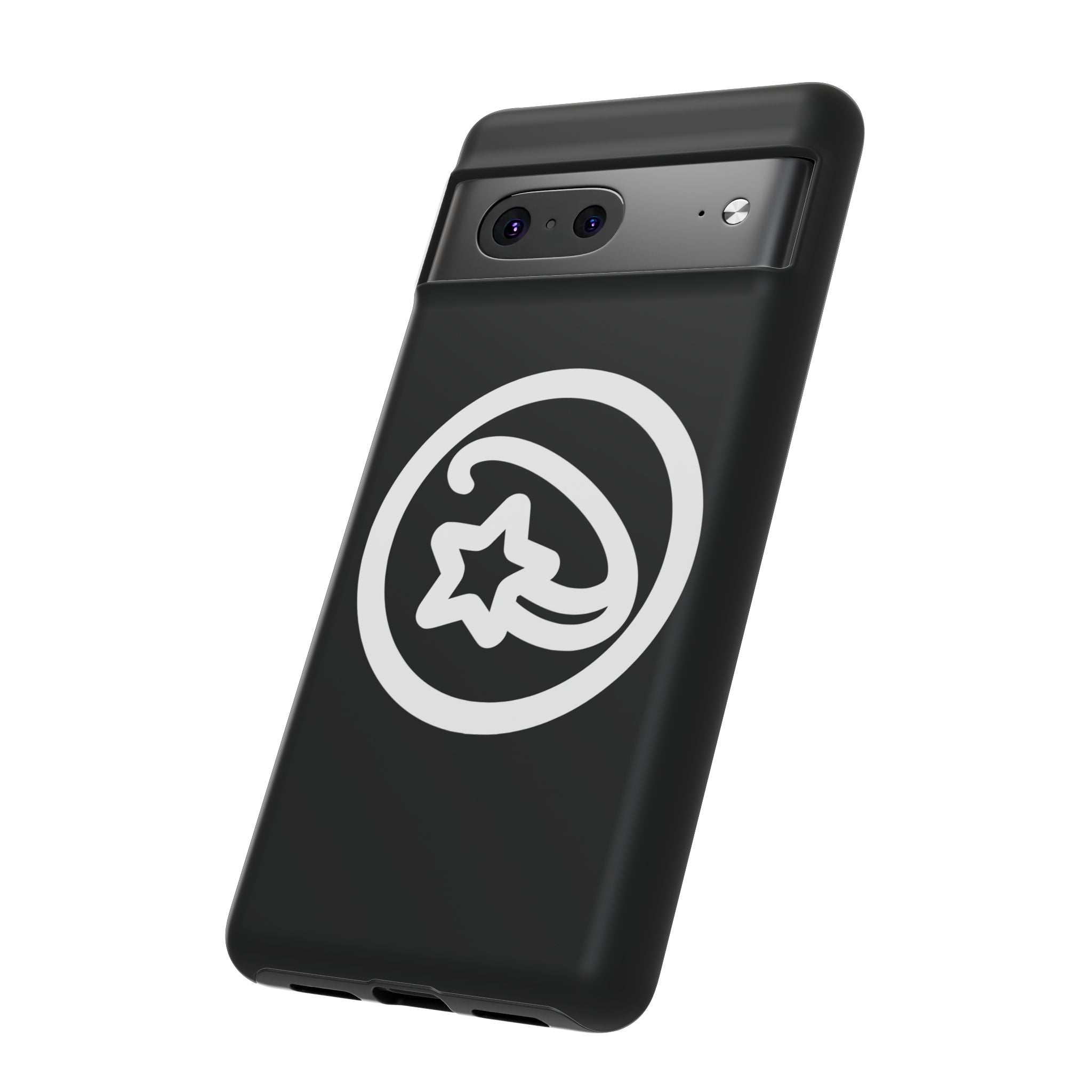 Positivestar Phone Case — Black Gloss Tough Case with White Shooting Star Logo