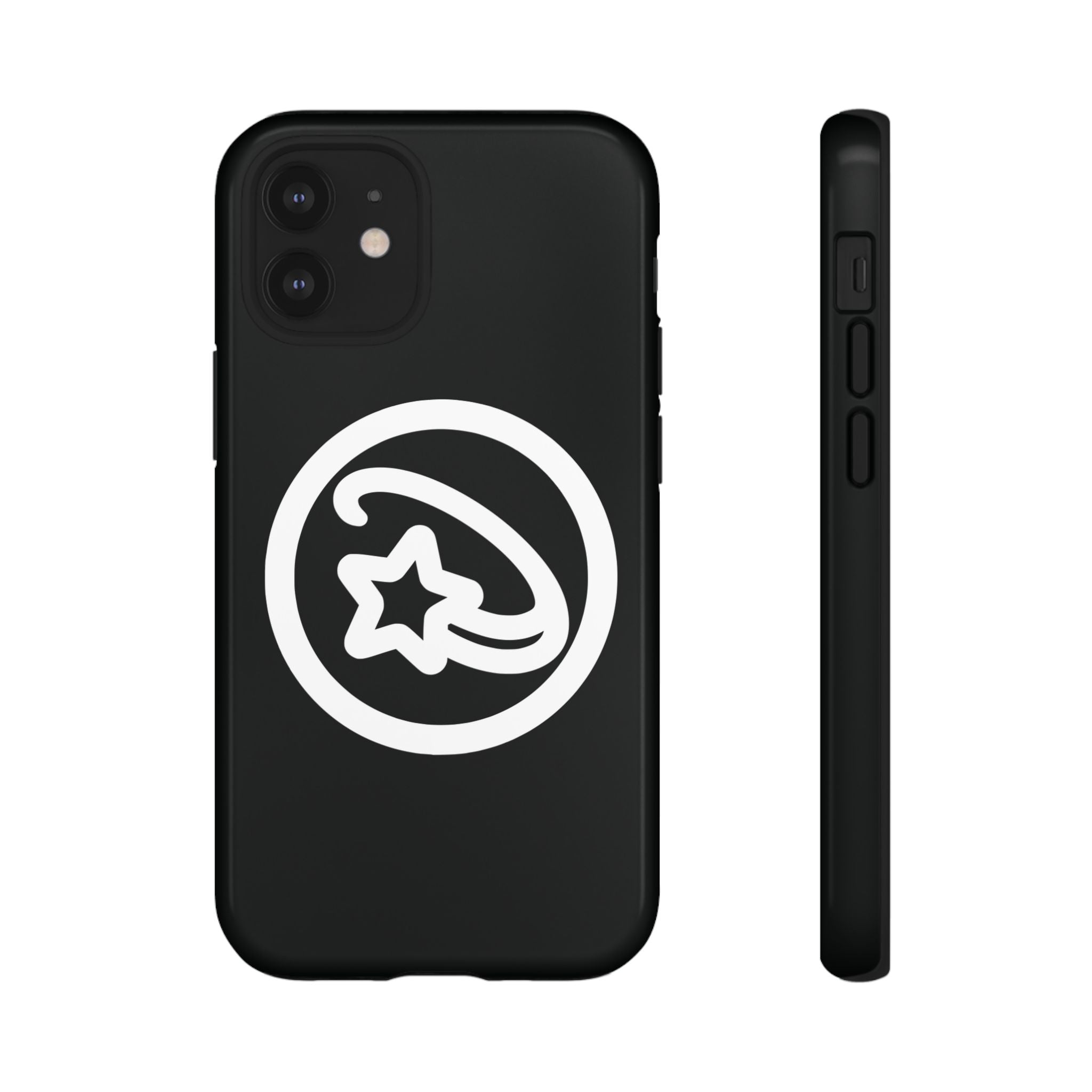 Positivestar Phone Case — Black Gloss Tough Case with White Shooting Star Logo