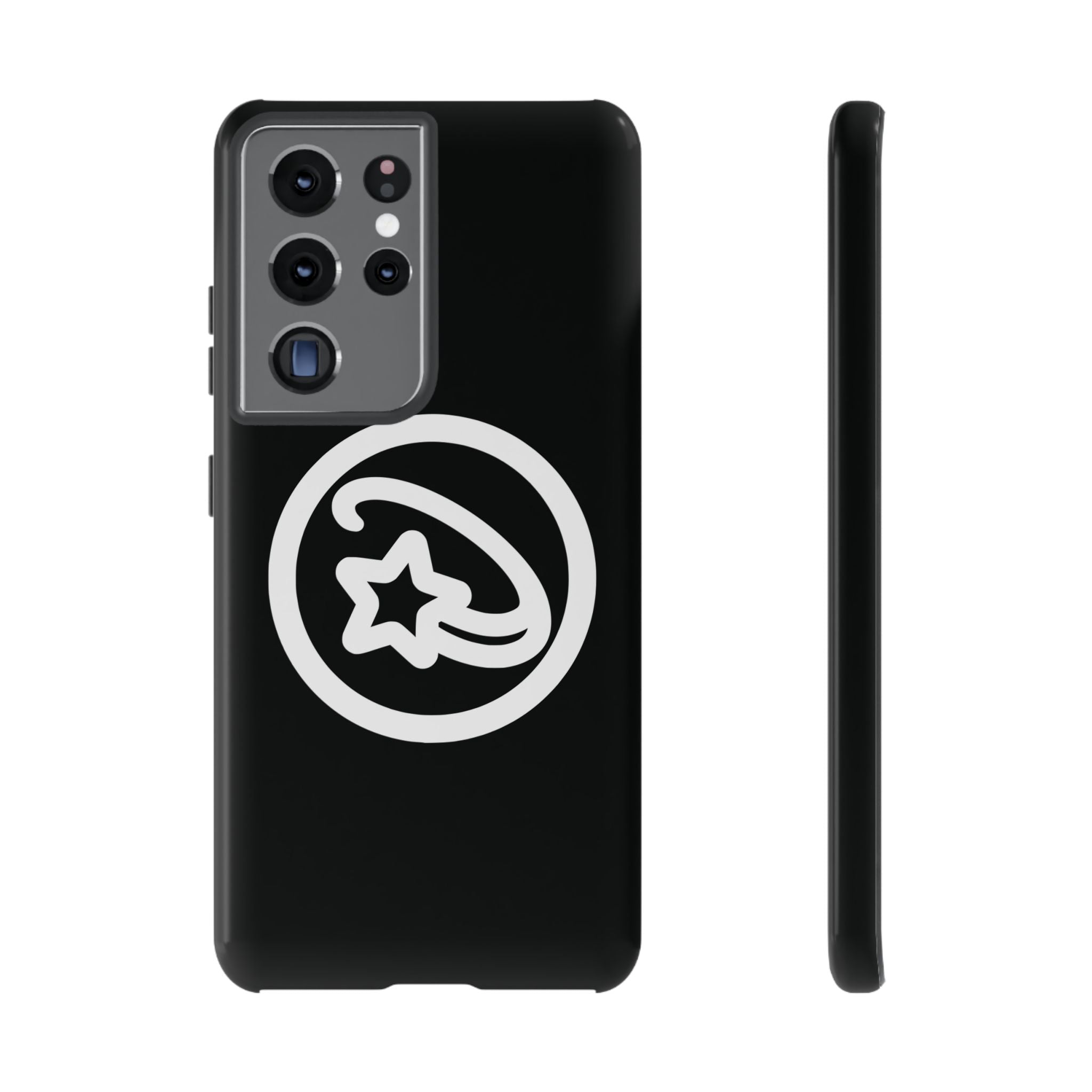 Positivestar Phone Case — Black Gloss Tough Case with White Shooting Star Logo