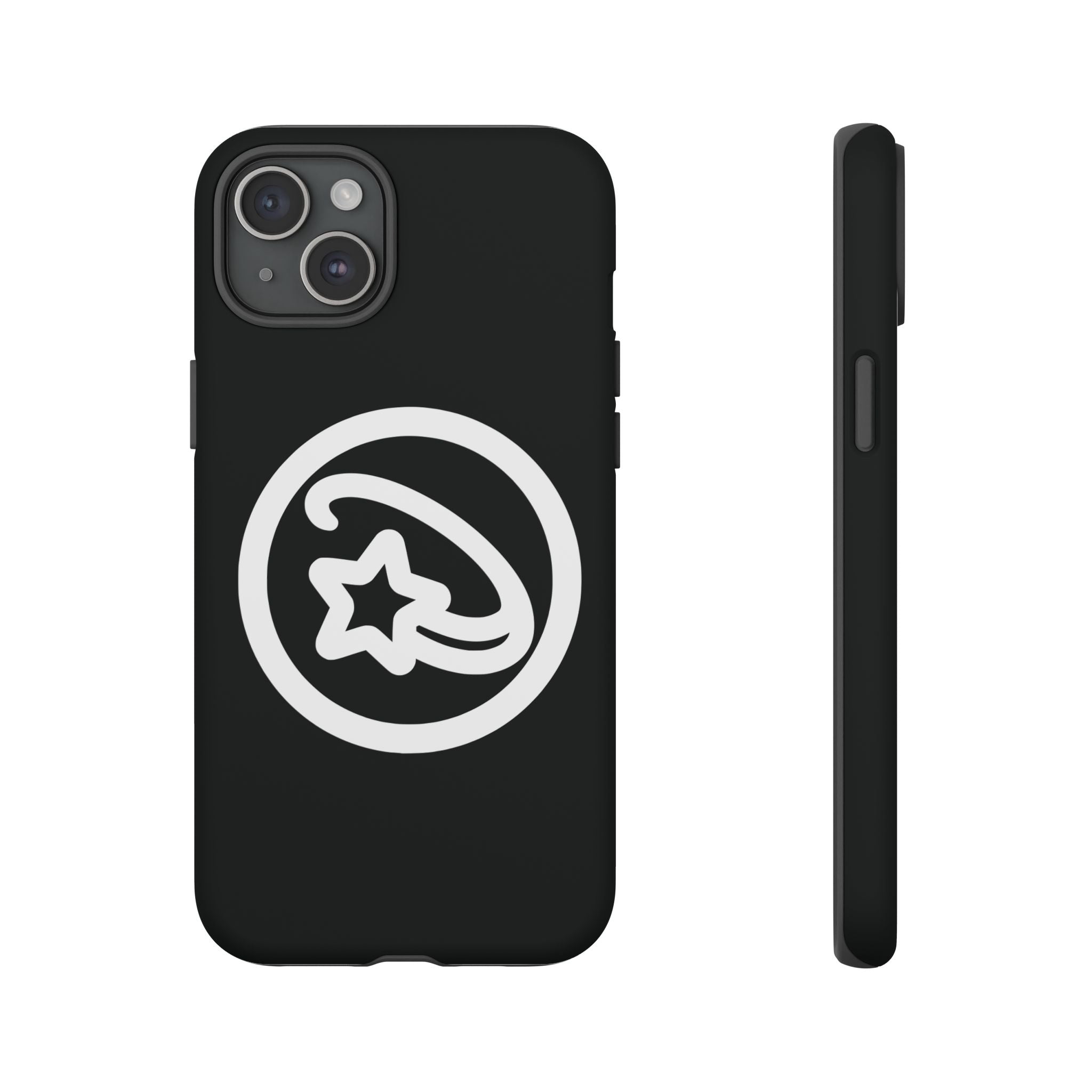 Positivestar Phone Case — Black Gloss Tough Case with White Shooting Star Logo