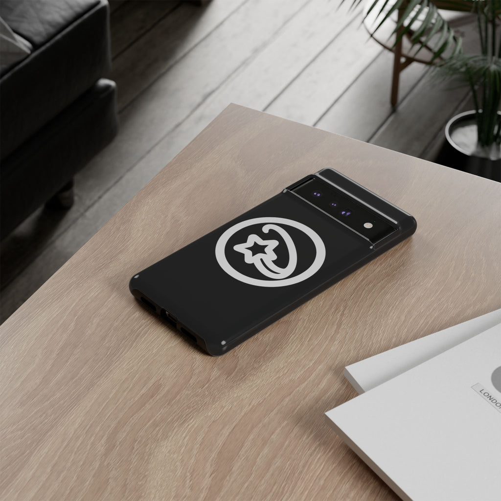 Positivestar Phone Case — Black Gloss Tough Case with White Shooting Star Logo