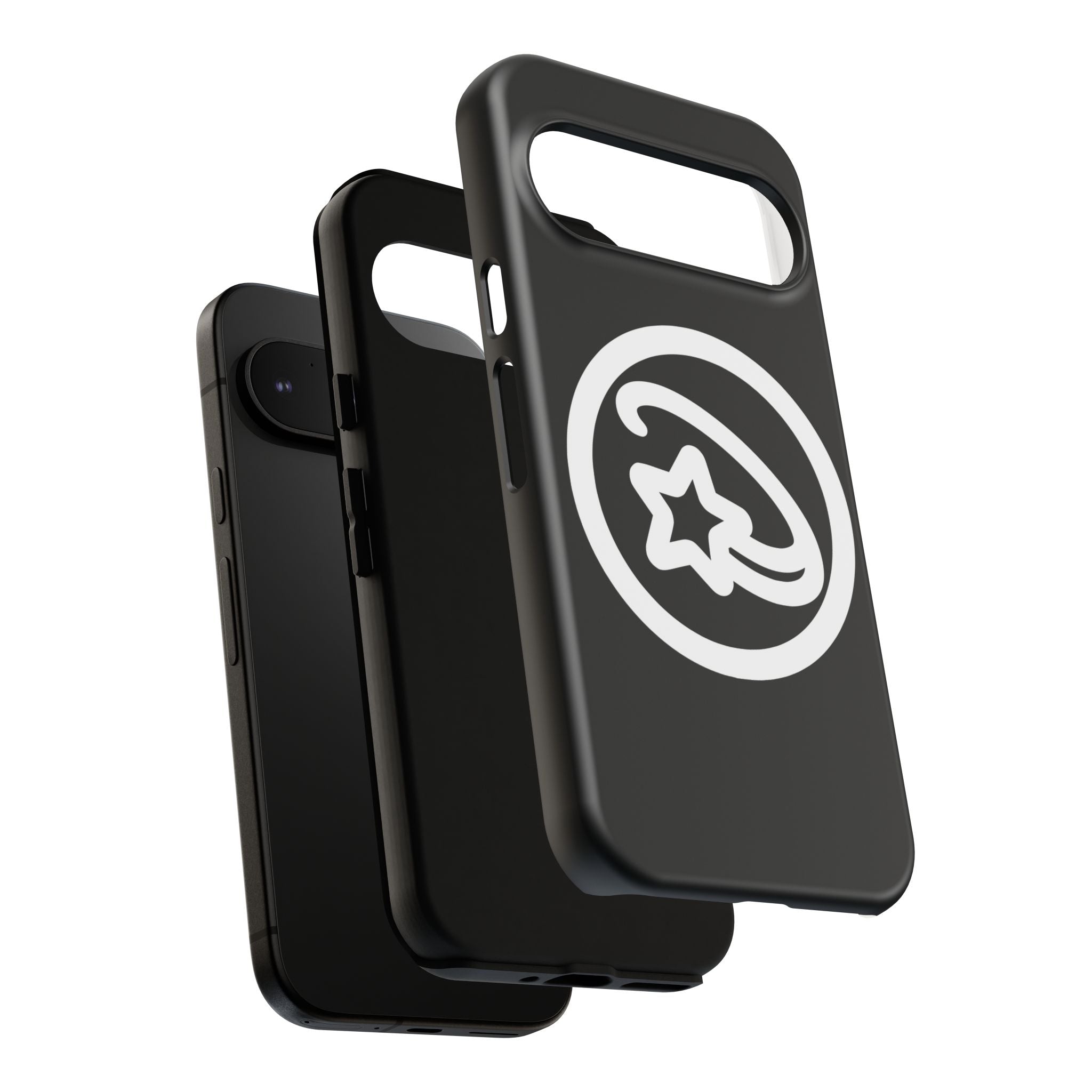 Positivestar Phone Case — Black Gloss Tough Case with White Shooting Star Logo