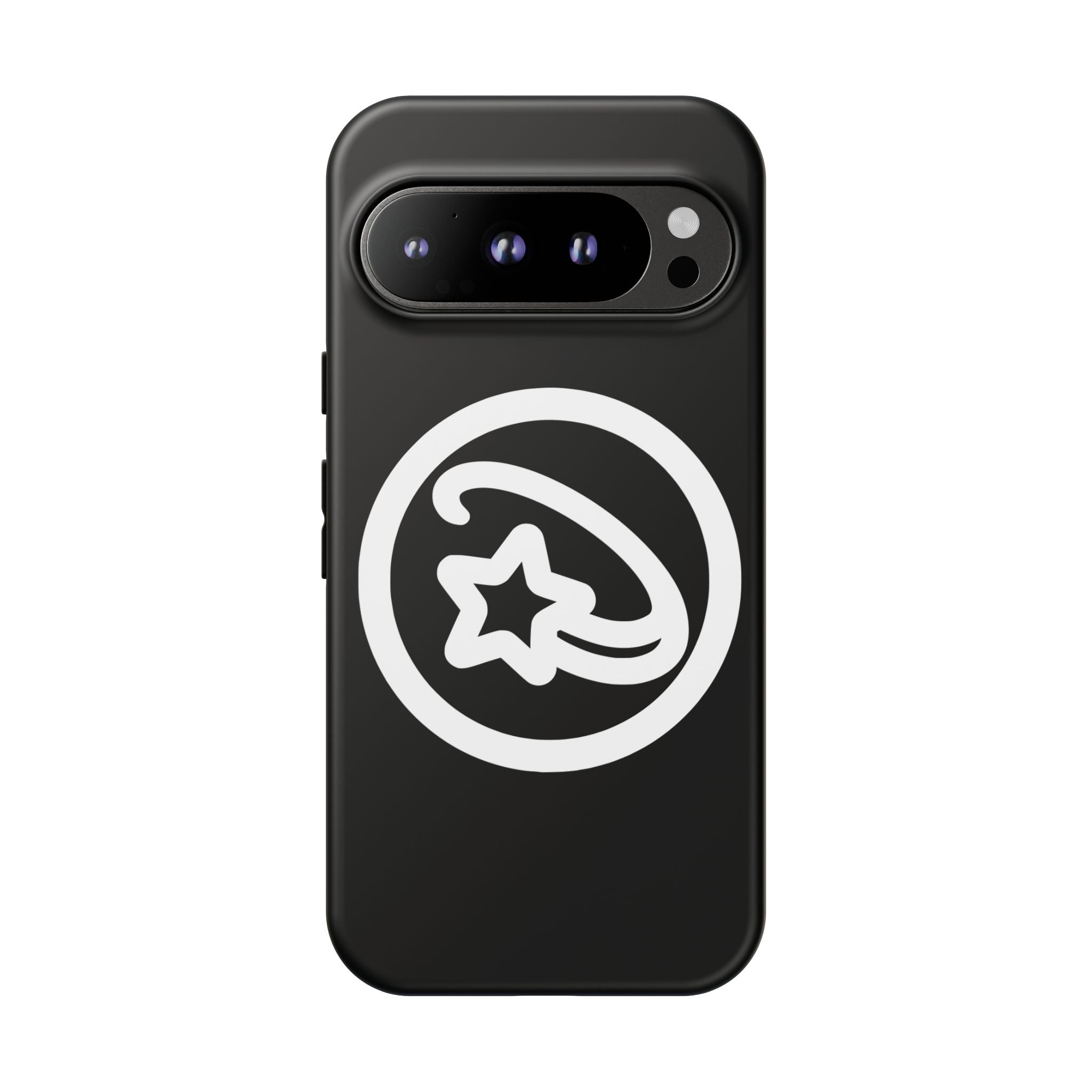 Positivestar Phone Case — Black Gloss Tough Case with White Shooting Star Logo