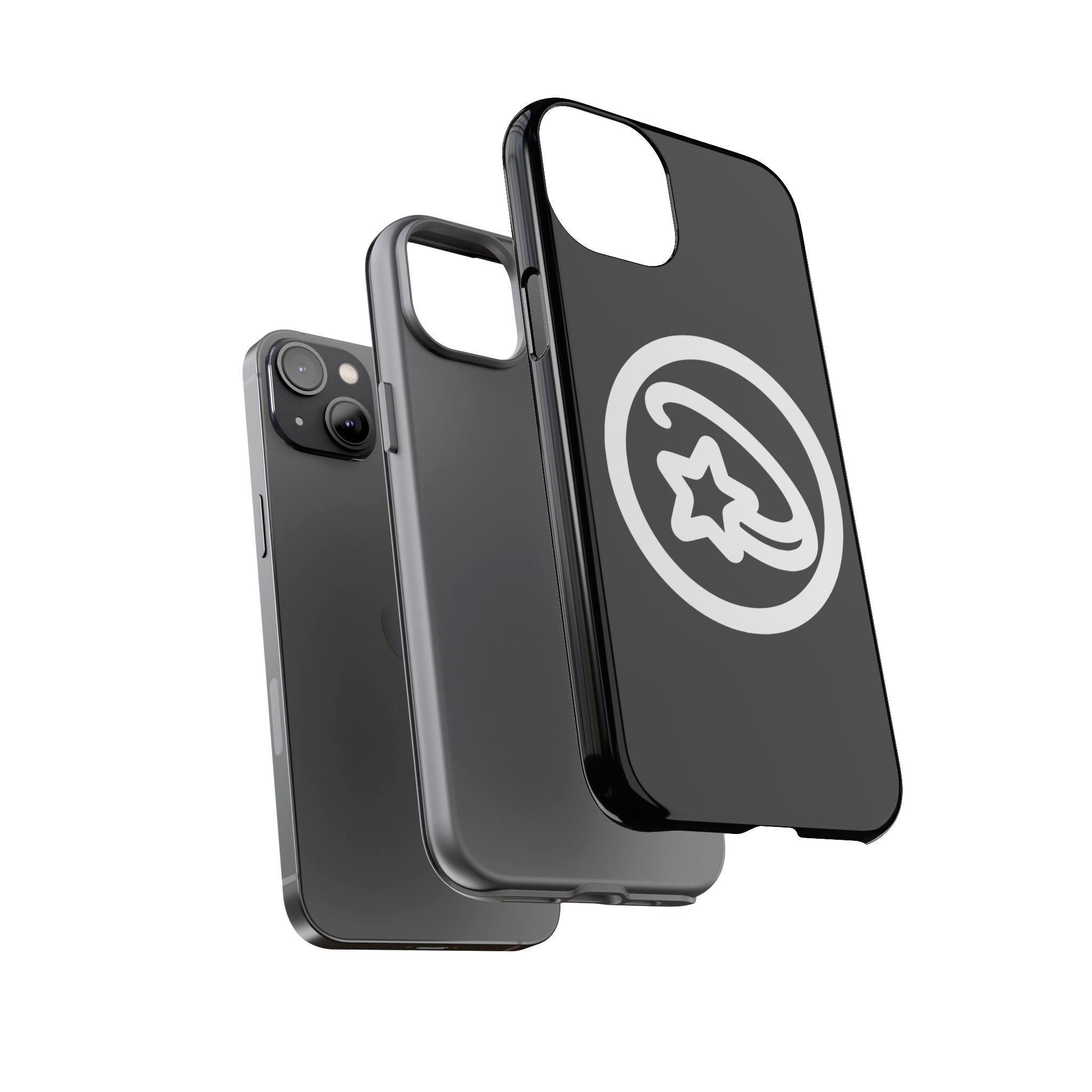Positivestar Phone Case — Black Gloss Tough Case with White Shooting Star Logo