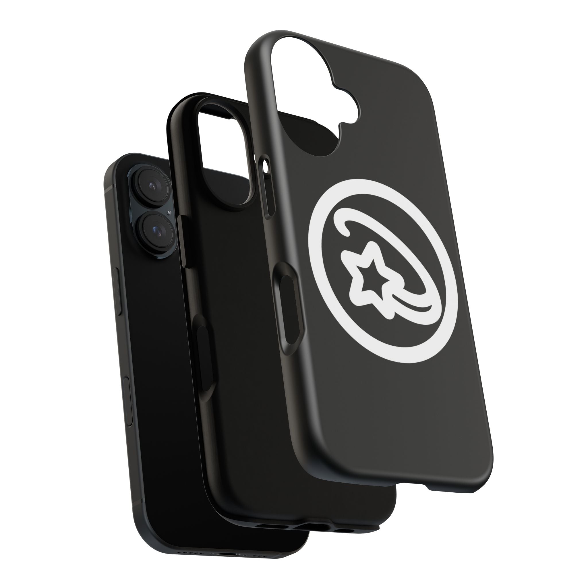 Positivestar Phone Case — Black Gloss Tough Case with White Shooting Star Logo